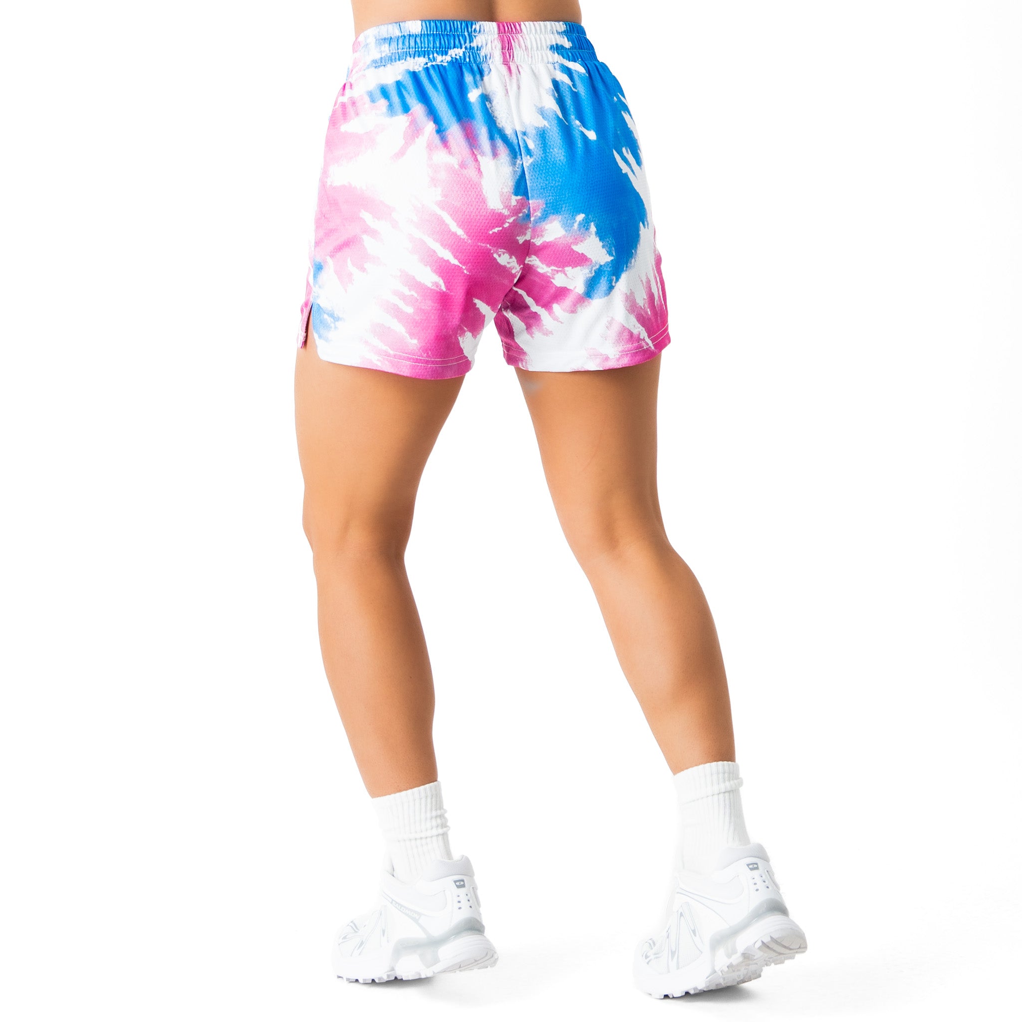 MUAY THAI SHORTS (MID THIGH CUT) RETRO - BLUE / PINK