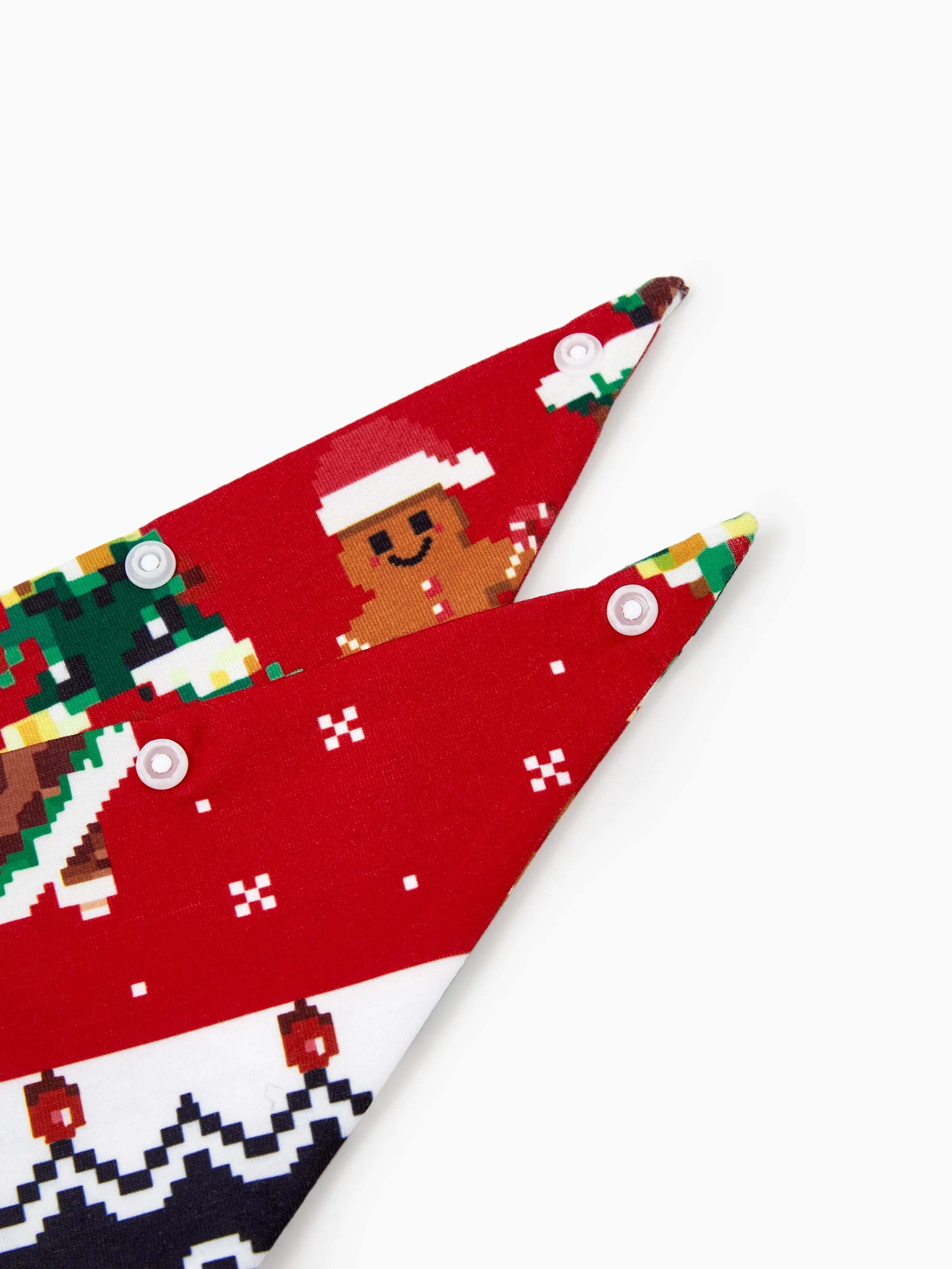 Christmas Matching Family Pajamas Set Gingerbread Print Long-sleeve PJS with Christmas Socks Red