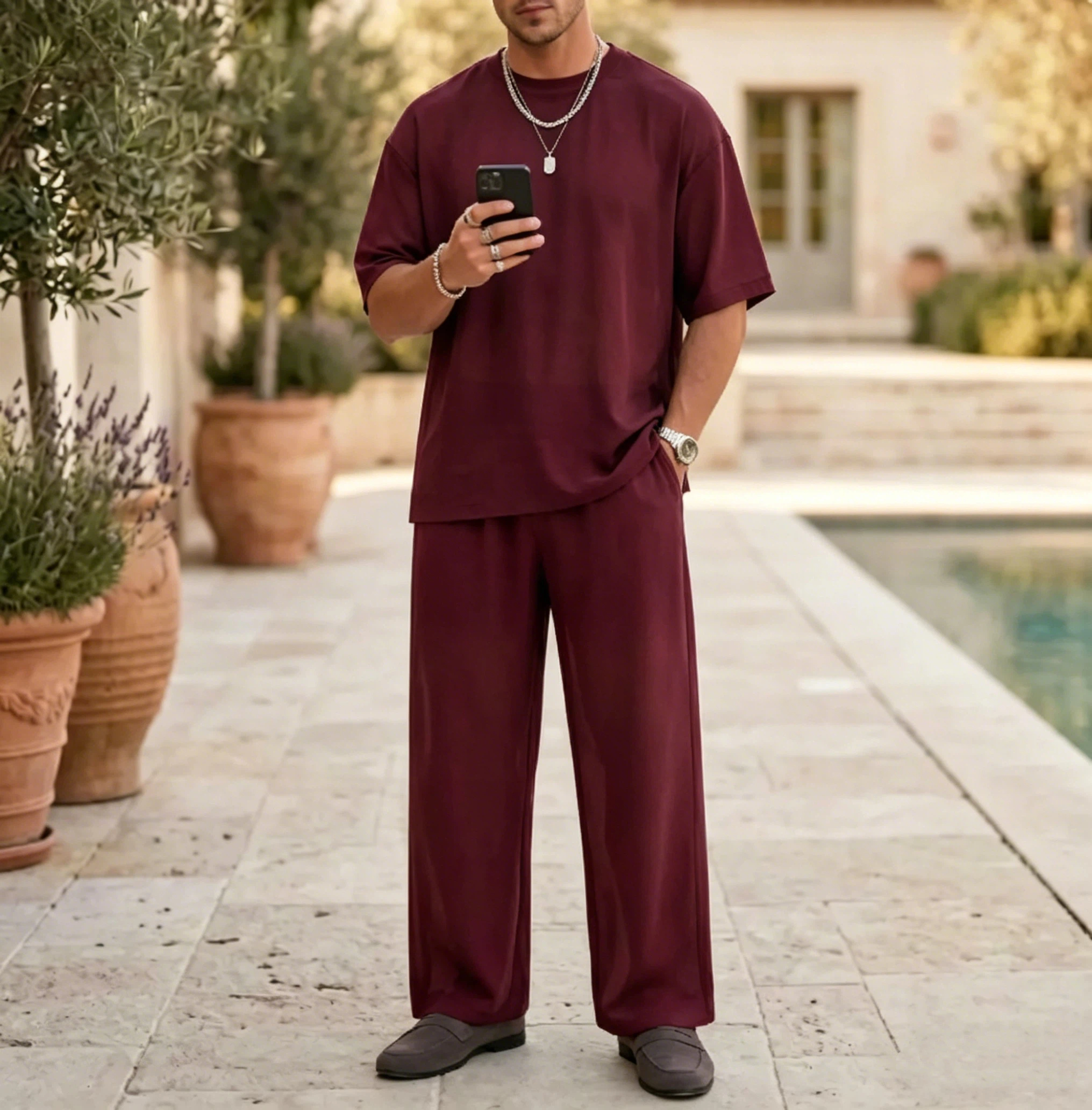 Men's Spring/Summer Minimalist Oversize Sheer Set Cool Breathable Chiffon