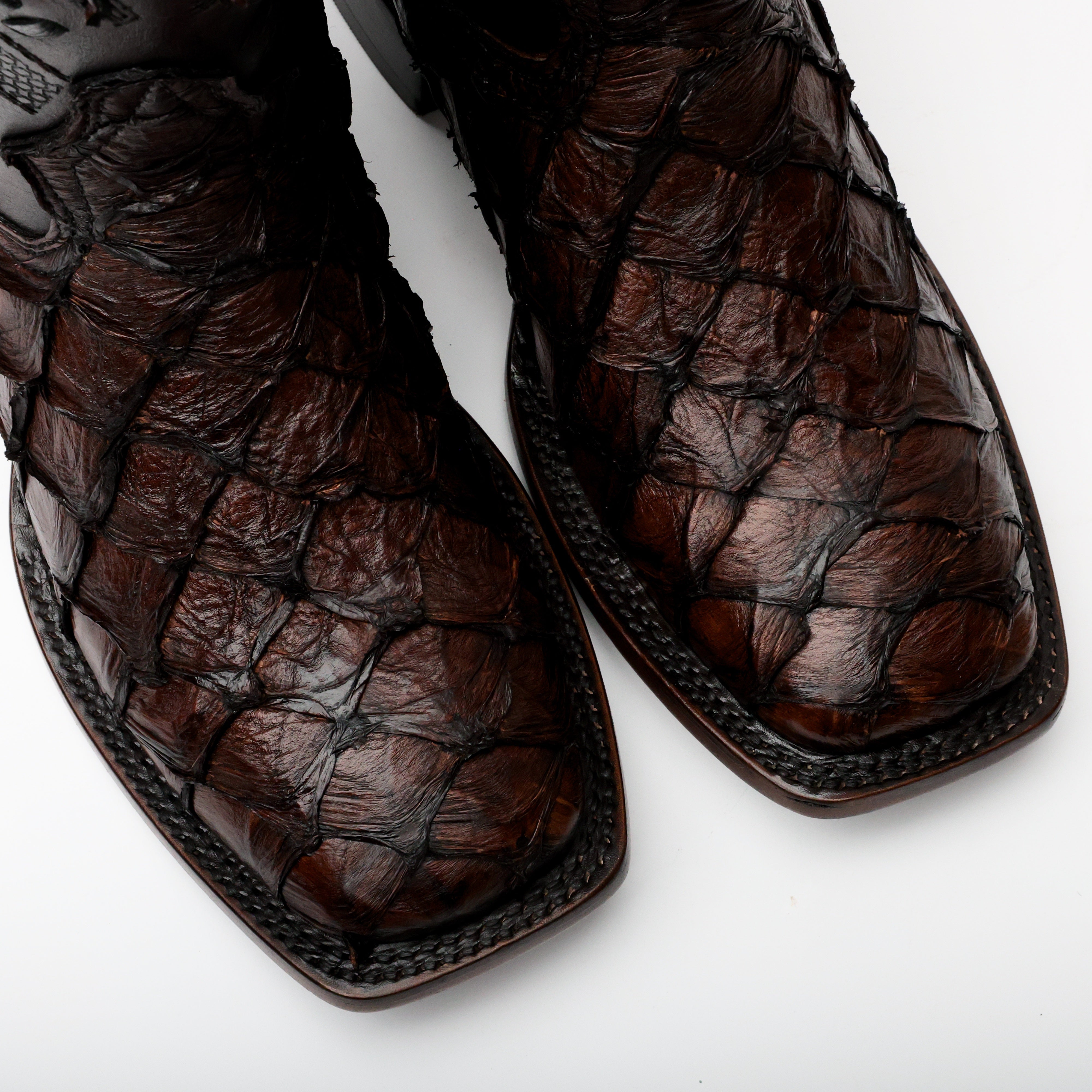 AUTHENTIC Brown Pirarucu Boots - Square Toe