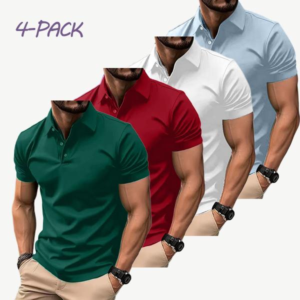 Men's 4-Pack Multi-Color Polos | Short Sleeve, Slim Fit | Casual & Business Wear