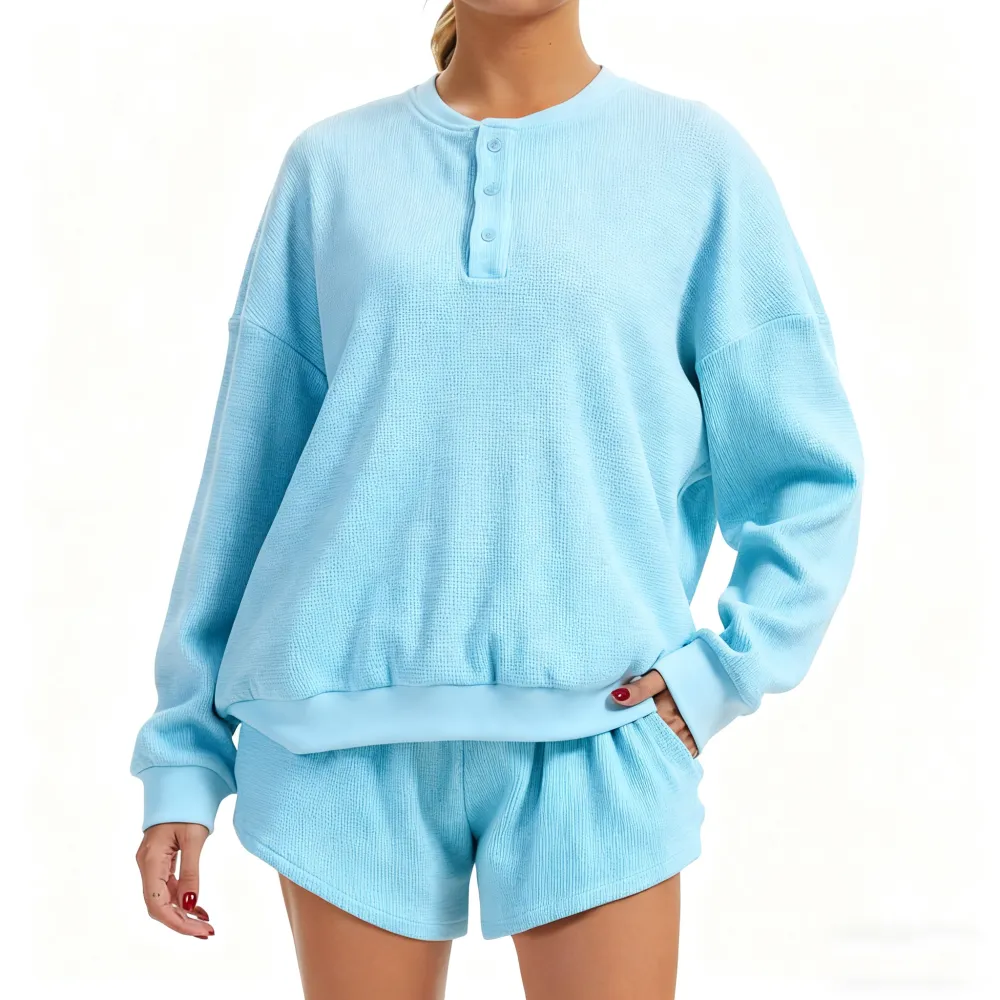 Women's Oversized Waffle Knit Lounge Set