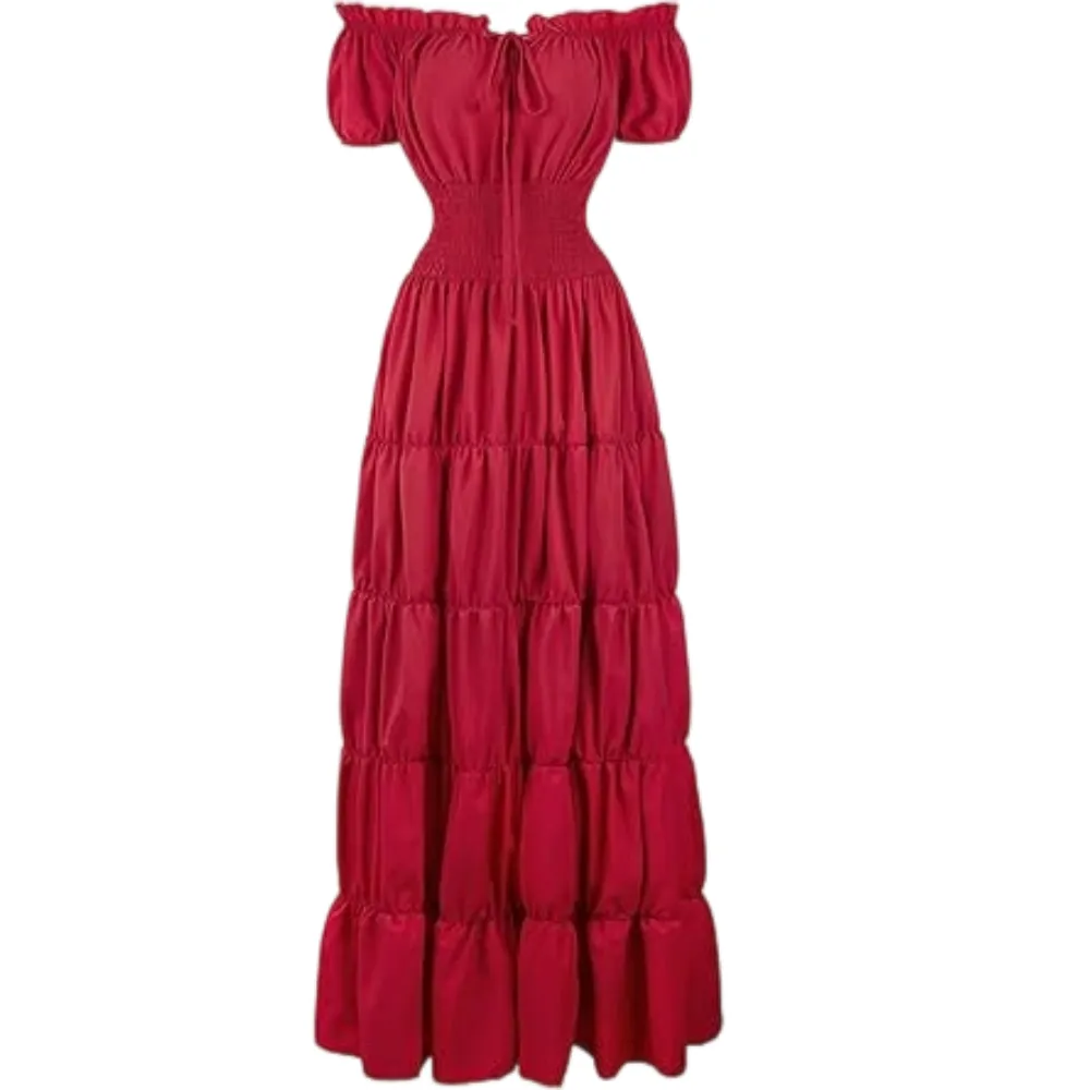 Women's Waist-Cinching Pleated Maxi Dress