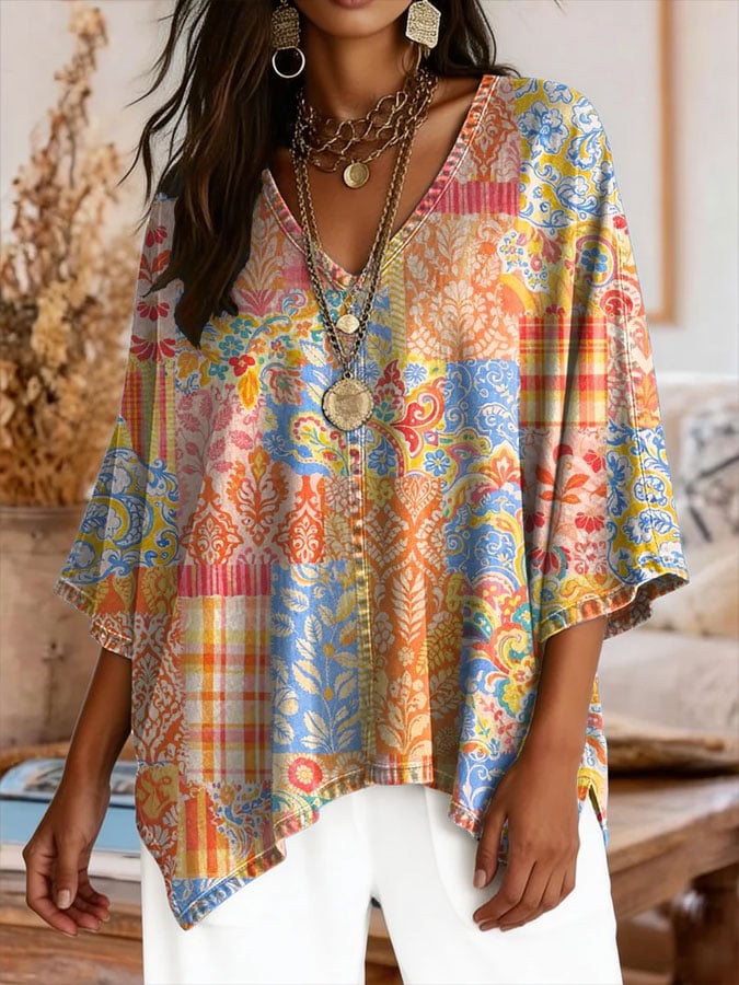 Women's Elegant Floral Decorative Pattern  Shirt