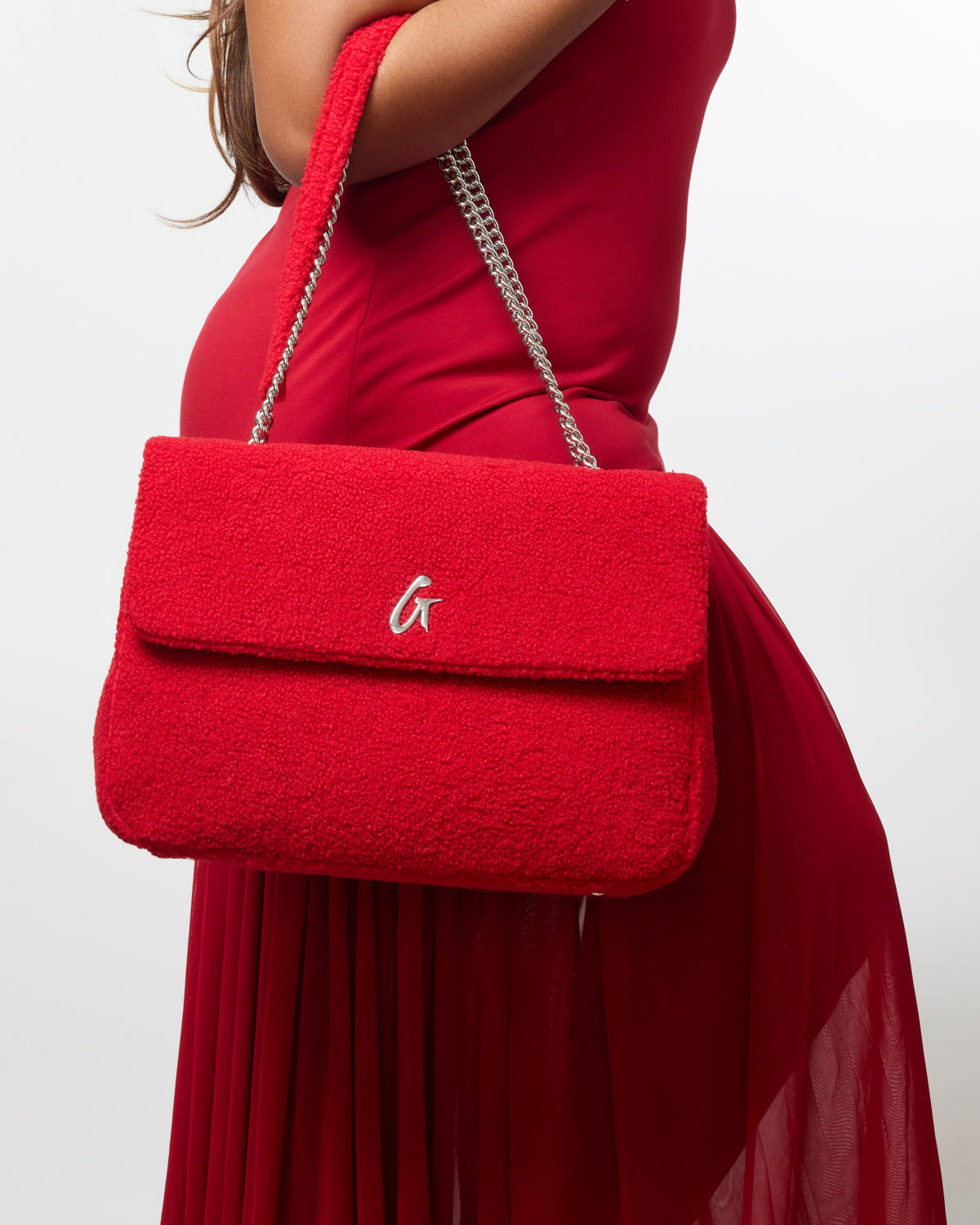 LARGE TEDDY FLAP BAG - RED