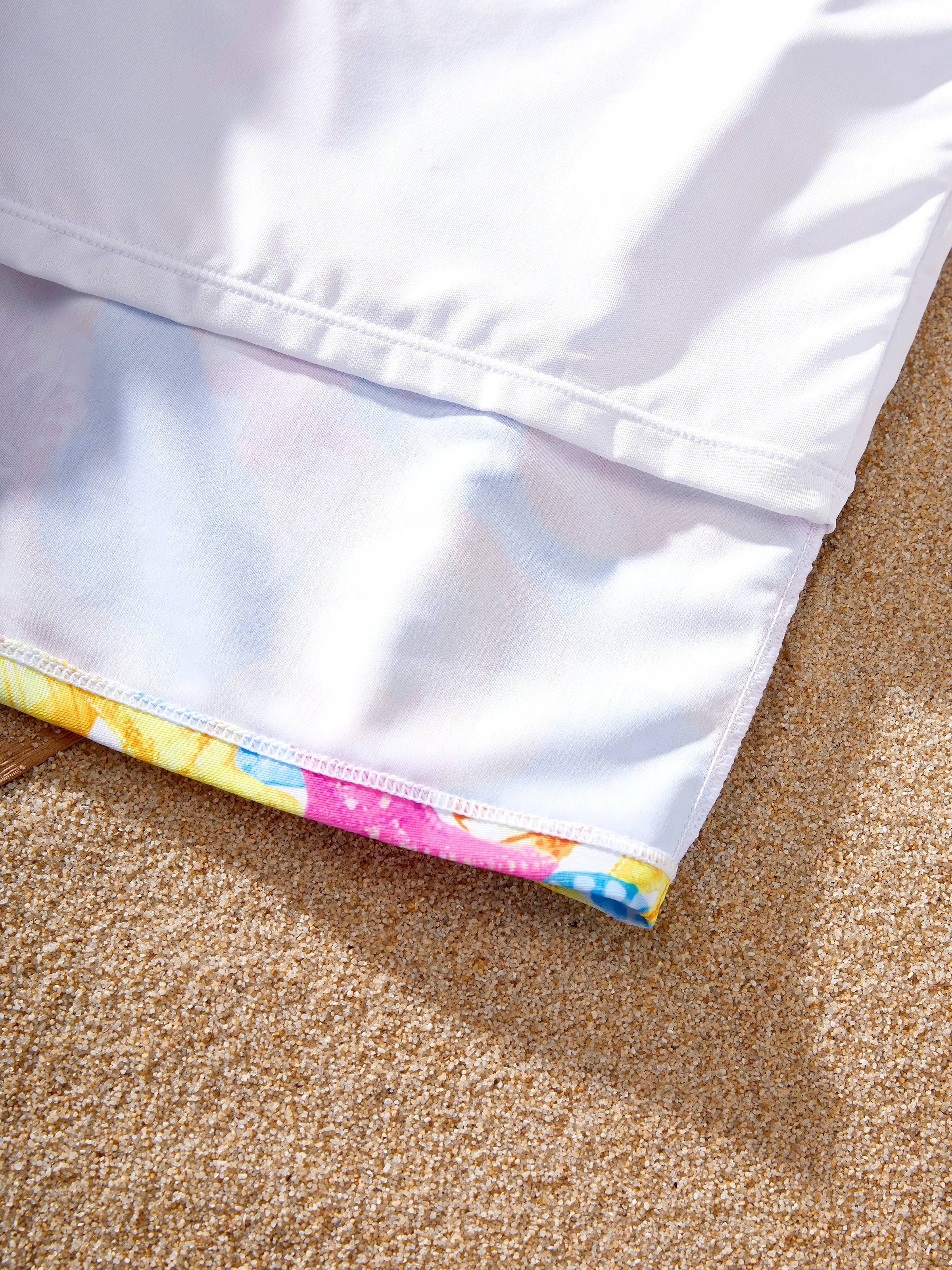 Family Matching Seashell & Starfish Print Swimsuits Ruched One-Piece & Swim Trunks Set Multi-color