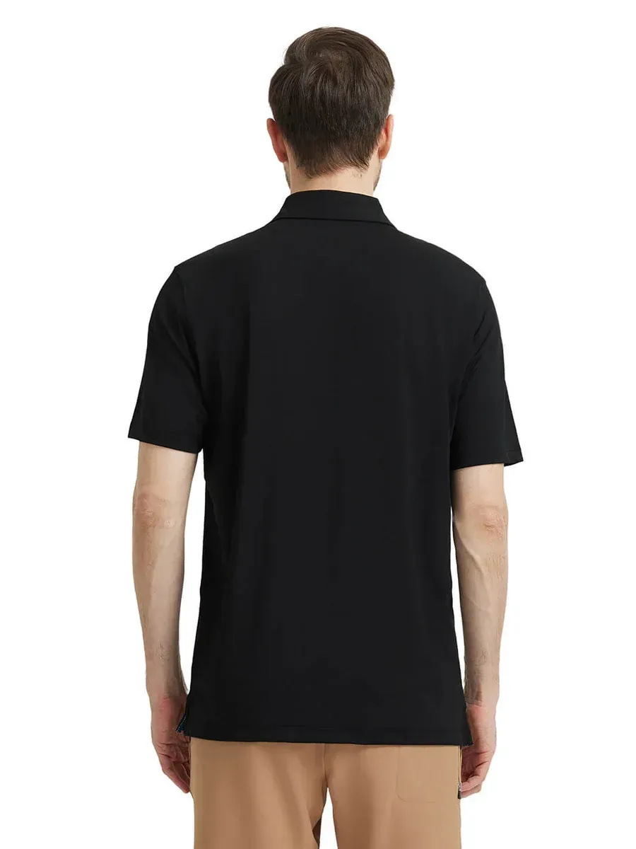 Men'S Designed Collared Solid Performance Polo