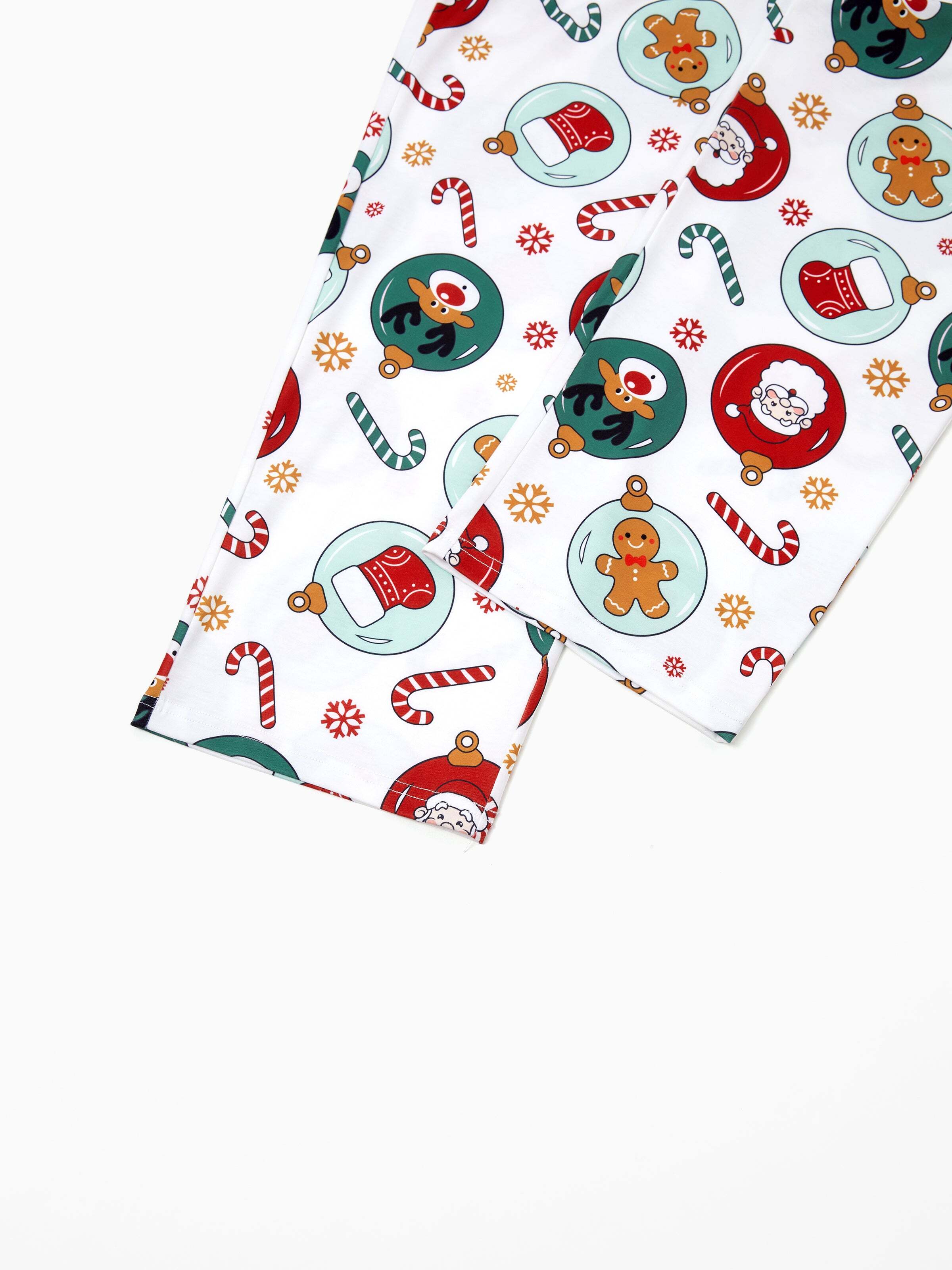 Christmas Matching Family Pajamas Set Reindeer and Santa Claus PJS with Christmas Socks Green