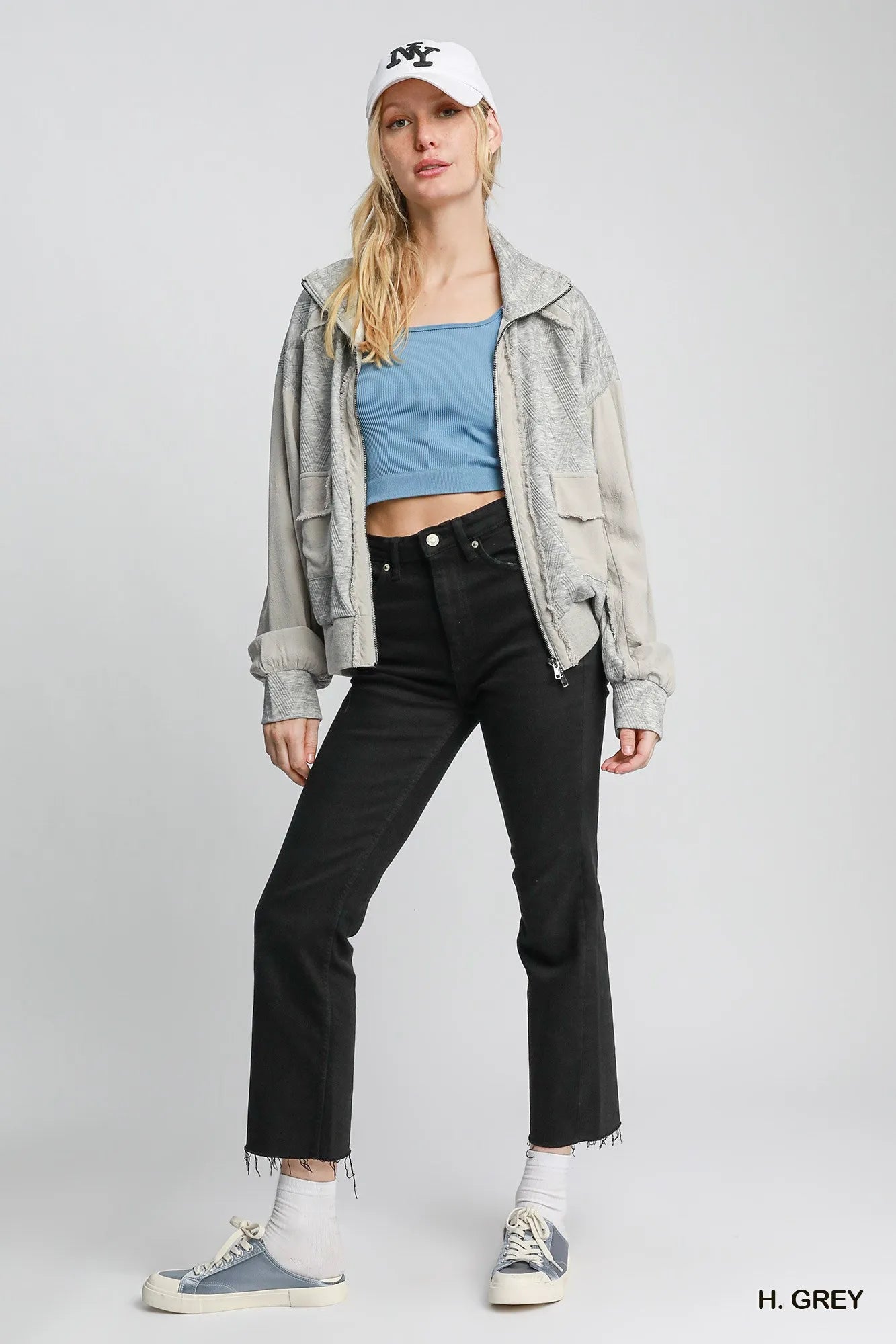 Two-Way Jacquard Zip-Up Jacket