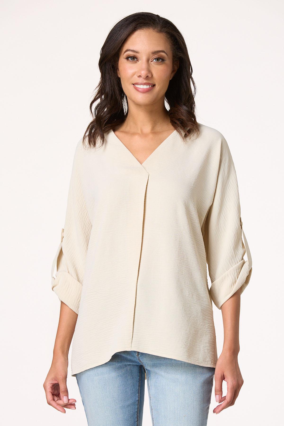 Flowy Roll Tab Sleeve Top