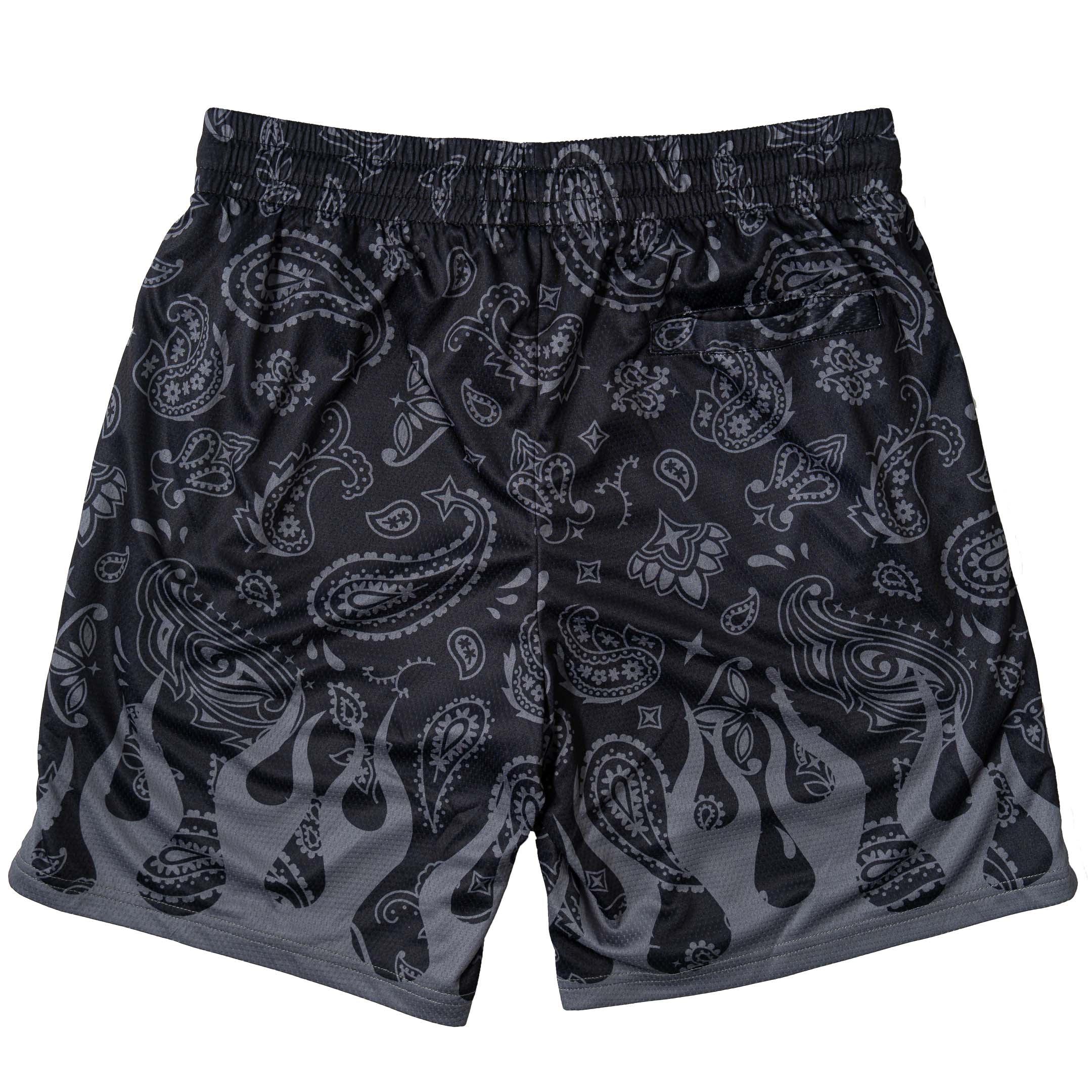 RELAXED CUT SHORTS BANDANA FLAME - BLACKOUT