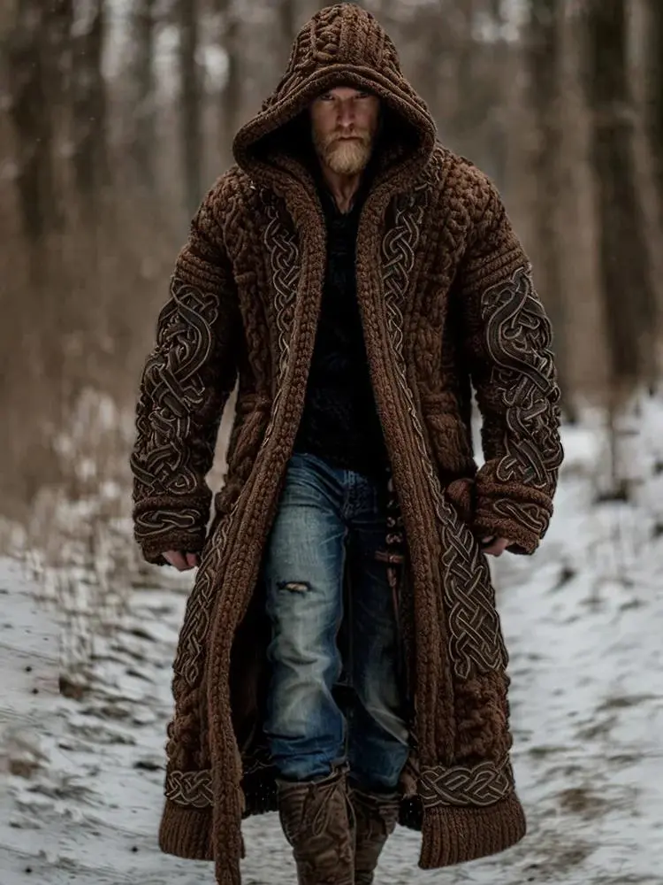 Men's Viking Celtic Pattern Art Cozy Hooded Sweater