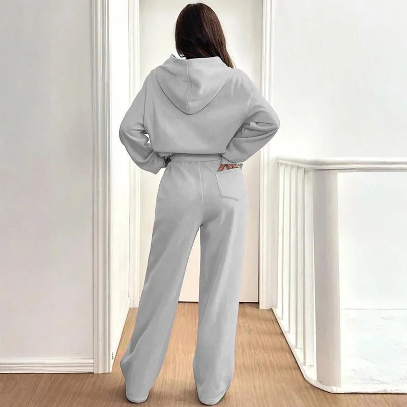 Women's Hooded Sweatshirt & Pants Casual Comfy Loungewear Set