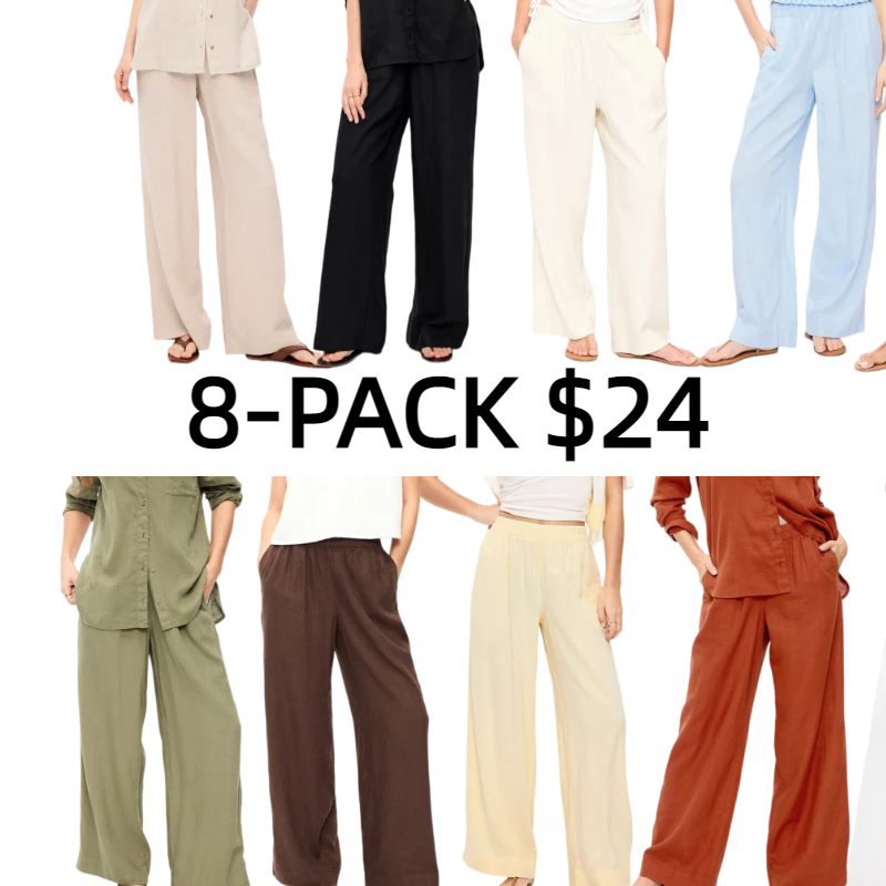 Women's High-Waisted Linen-Blend Wide-Leg Pants