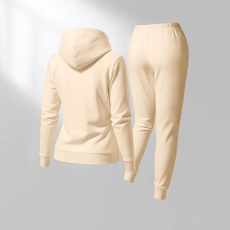 Women's Jesus on the Cross Print Hoodie And Drawstring Track Pants Set