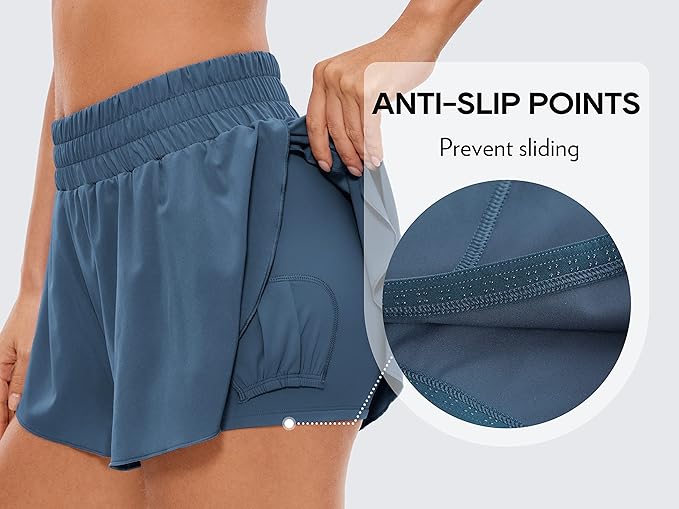 Women’s 2-in-1 Mesh Active Shorts – Flowy Overlay & Adjustable Drawstring