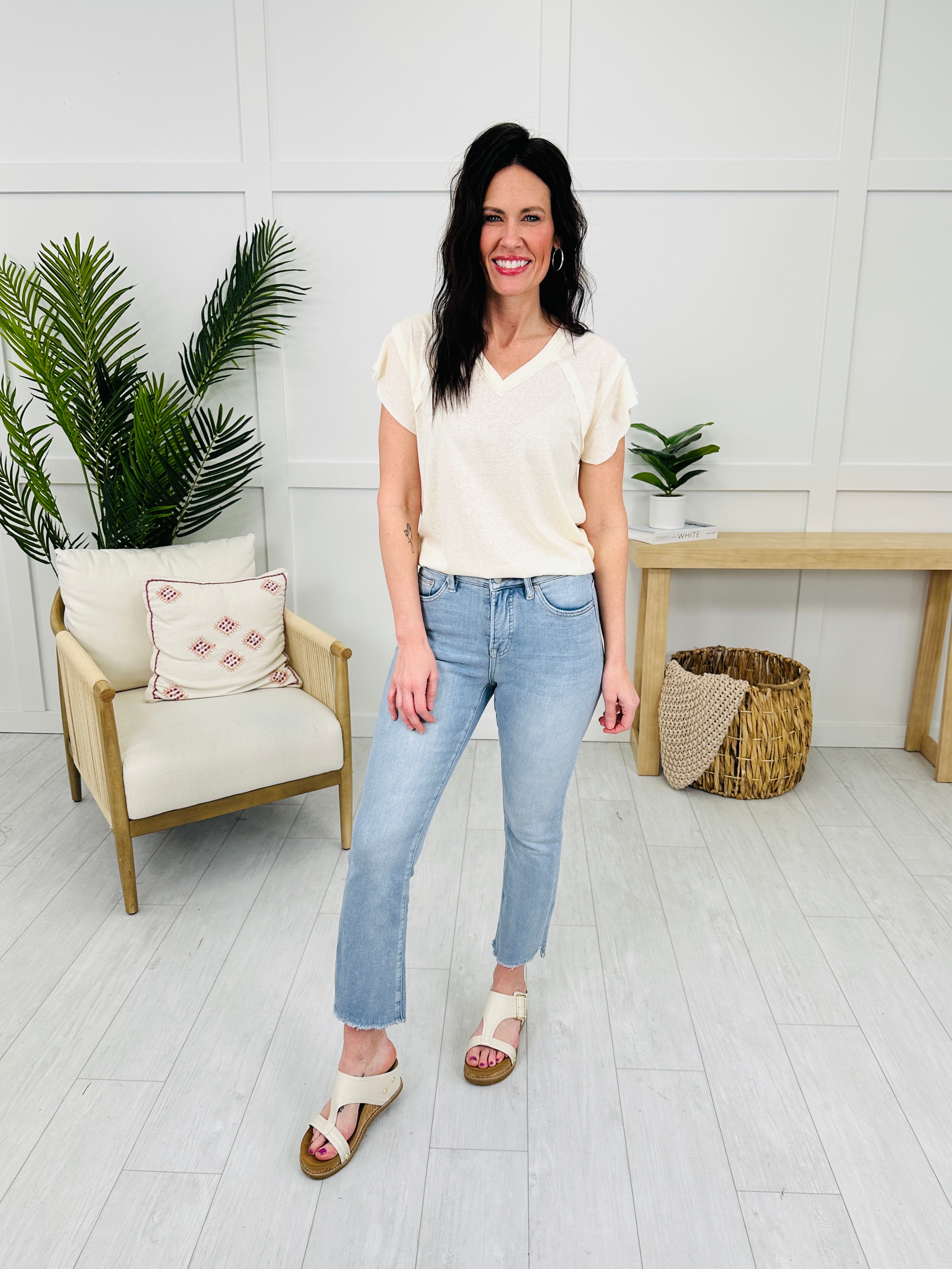 One Step Ahead Tummy Control Cropped Step Hem Jeans