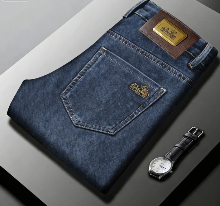 Spring New Men's 100% Pure Cotton Straight - Leg Jeans