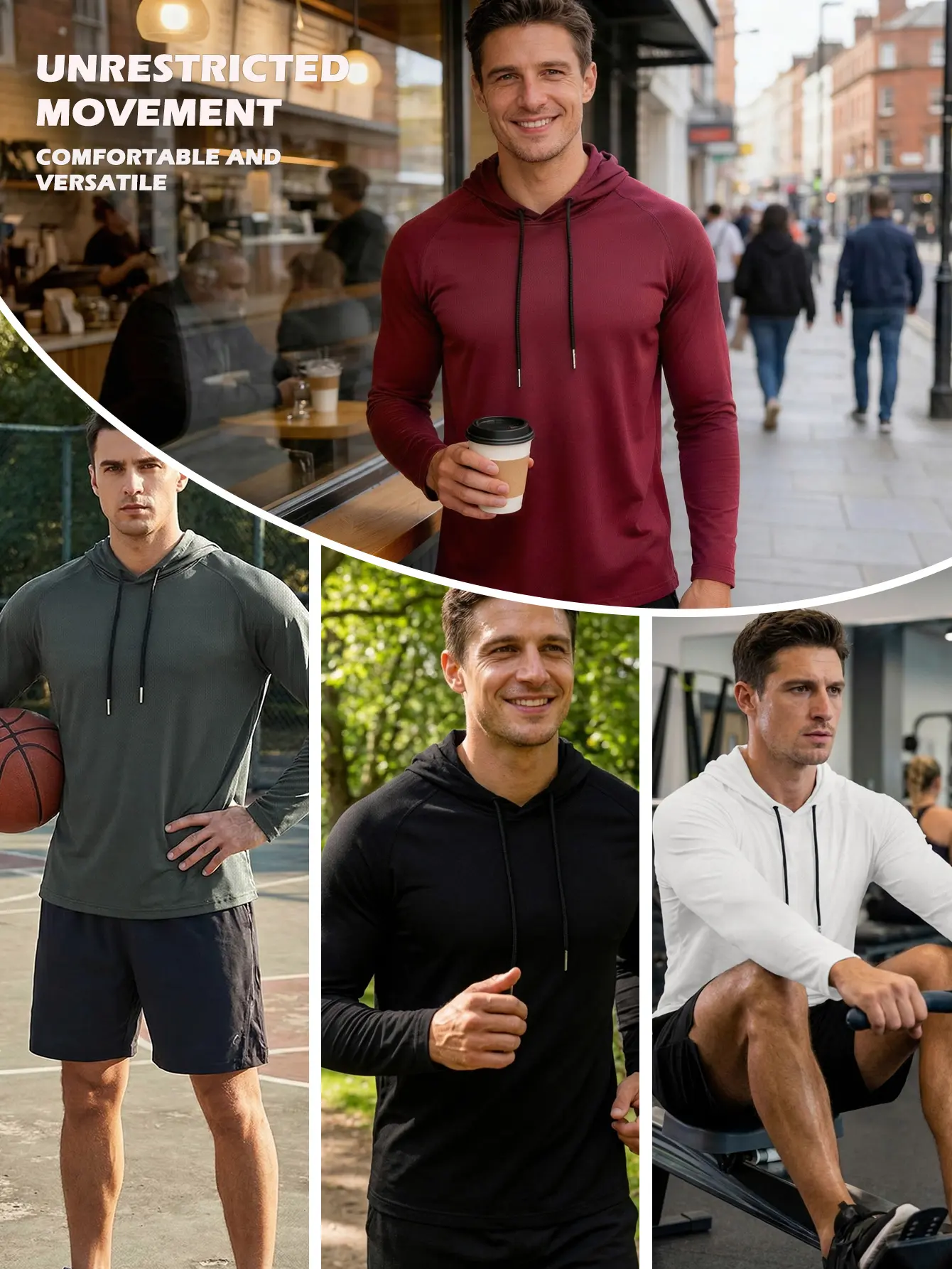 Men's Hooded Sweatshirt Long Sleeve Pullover Casual Fashion Warm Comfortable Breathable Fabric Suitable for Casual Outings Outdoor Sports Valentine's Day Gift