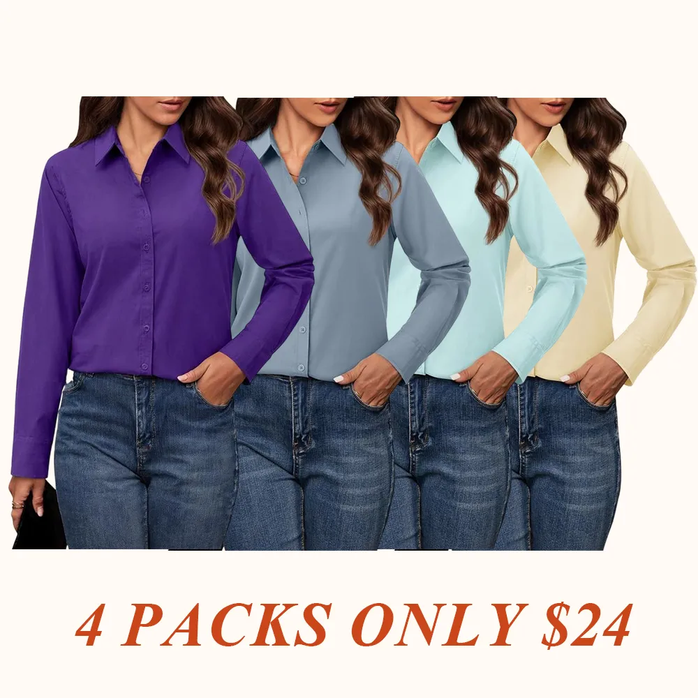 Button Down Shirts for Women Classic Fit Dress Shirt