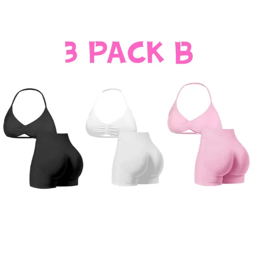 New Women's Sporty Yoga Set, High-Waist Tight-Fitting Shorts and Tank Top