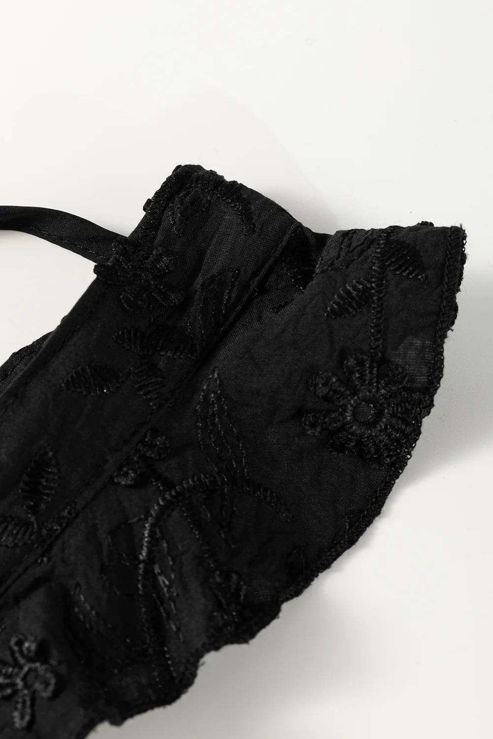 Floral Embroidered Buttoned Square Neck Tank Top