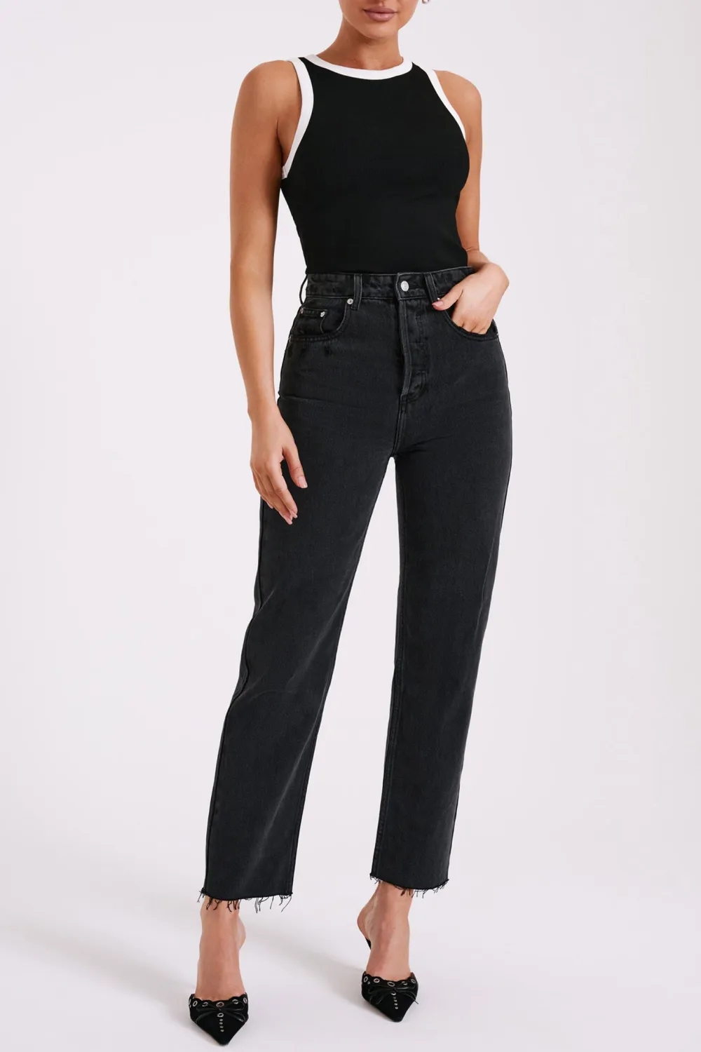 Contrast Ribbed Tank Top