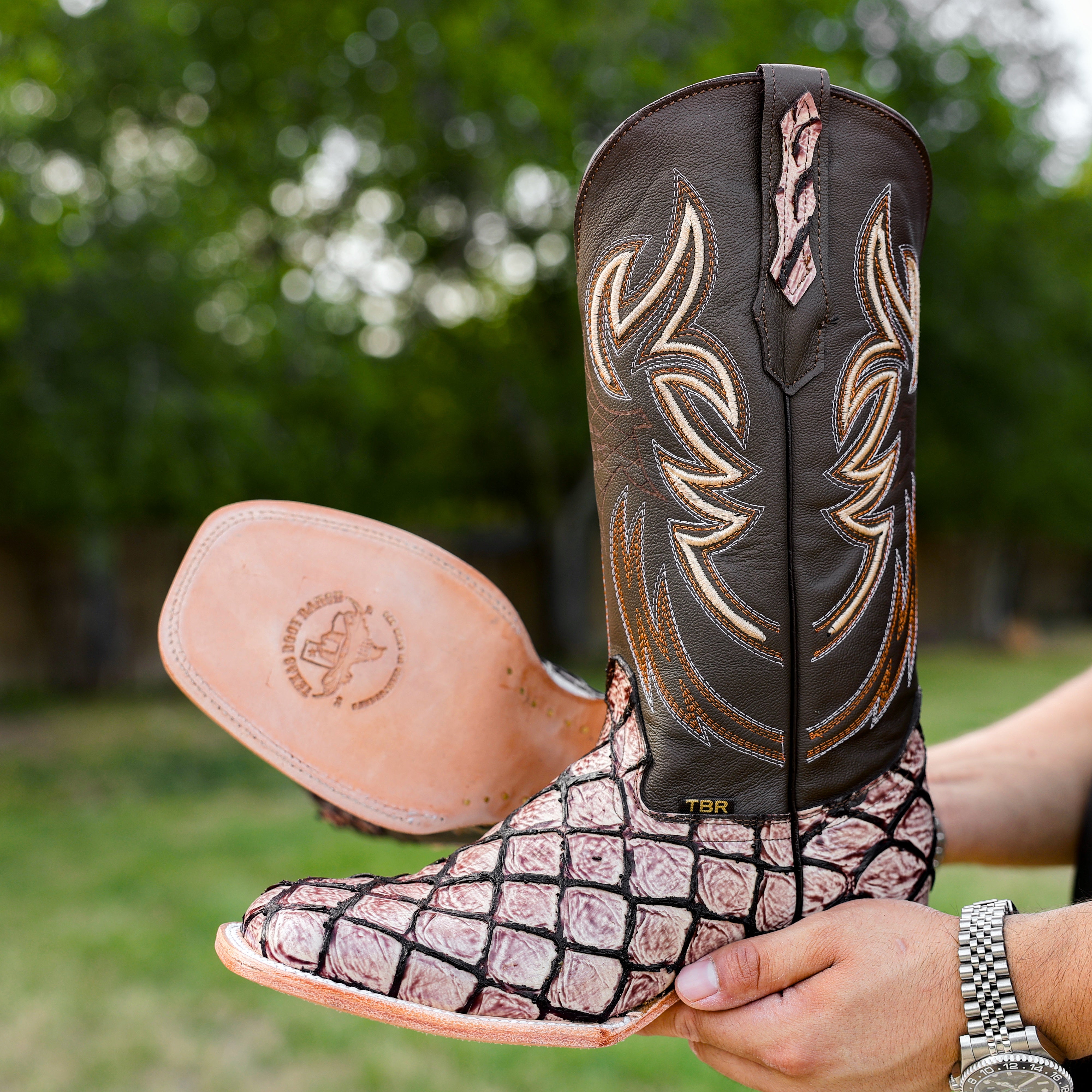 Orix Pirarucu Leather Boots - Square Toe