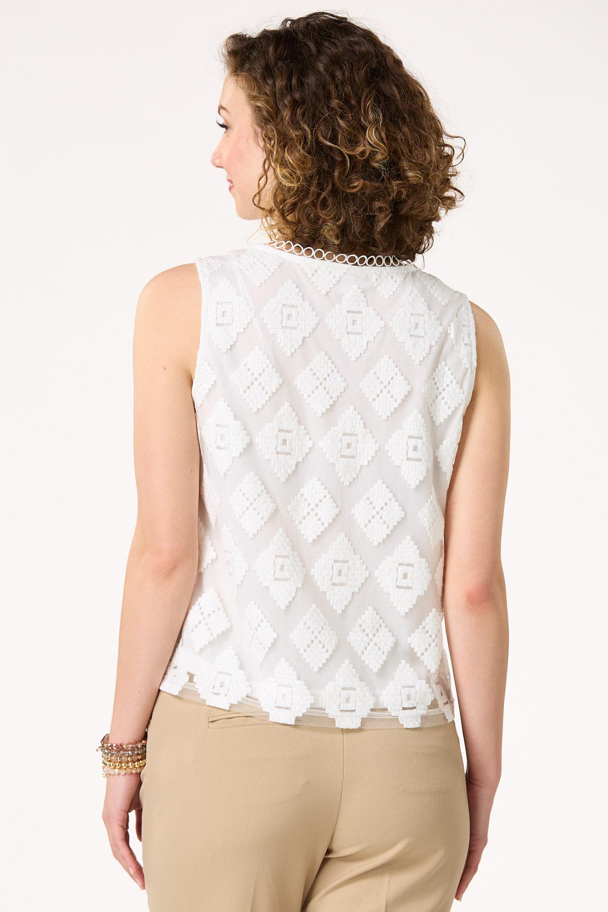 Embroidered Aztec Mesh Tank