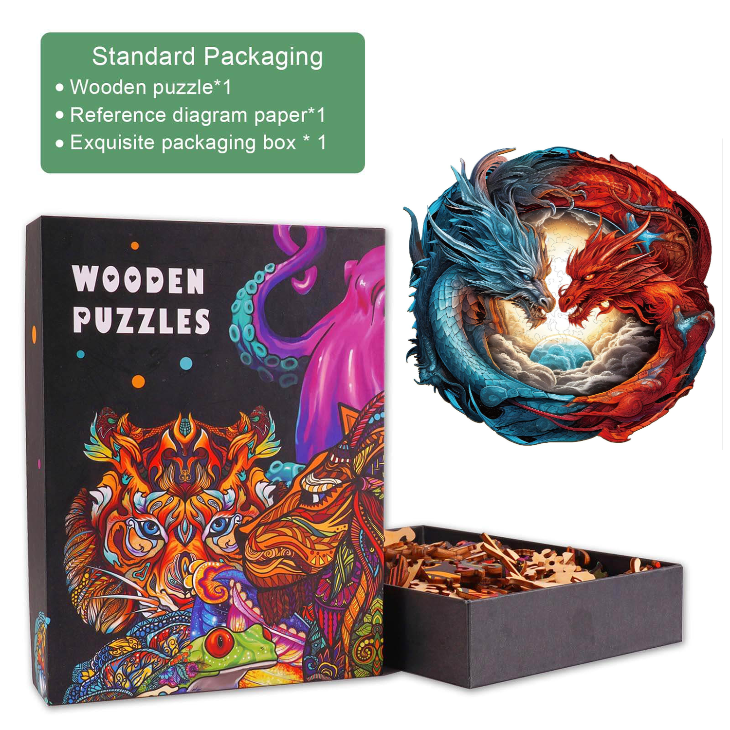 Yin-Yang Dragon Wooden Jigsaw Puzzle
