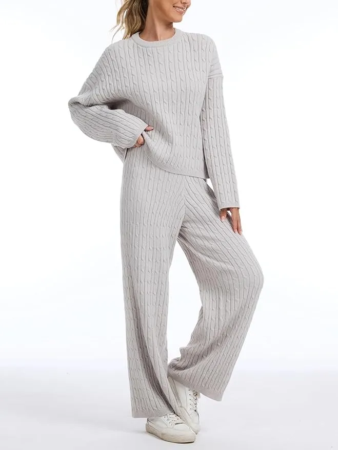 Women's Cable Knit Sweater Lounge Set