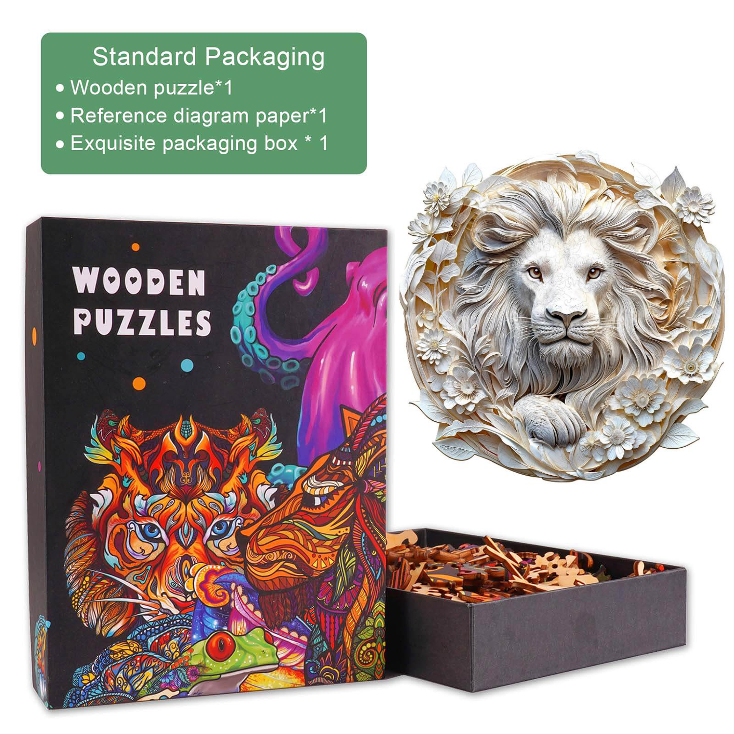 Paper Lion Wooden Jigsaw Puzzle