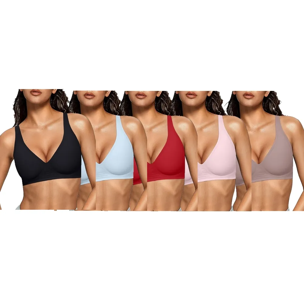 Womens Deep V Bras Wireless Comfortable Bra