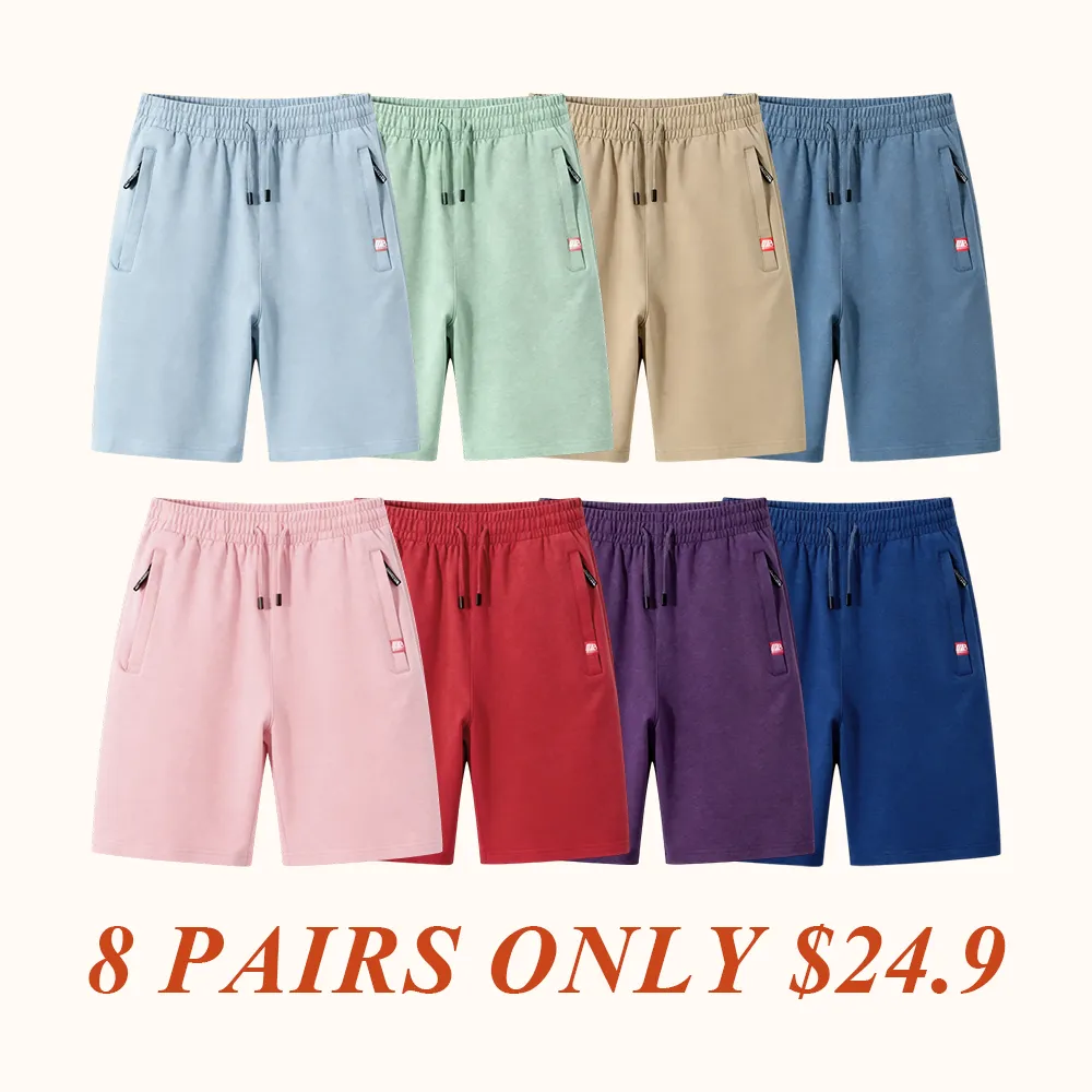 Men’s casual athletic shorts, available in four colors, made from breathable fabric with a zipper design—perfect for summer beach trips, outings