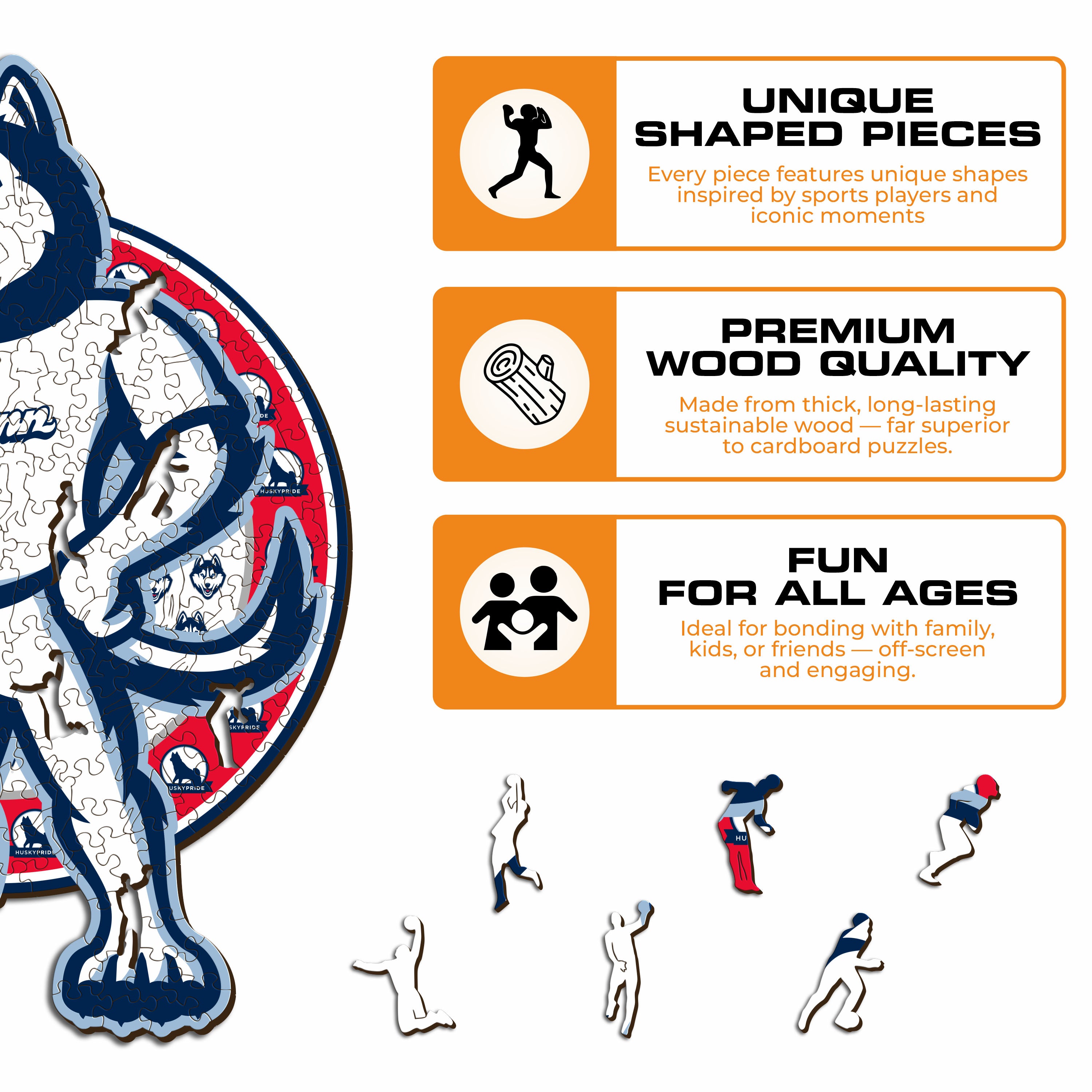 University of Connecticut Mascot - Wooden Puzzle