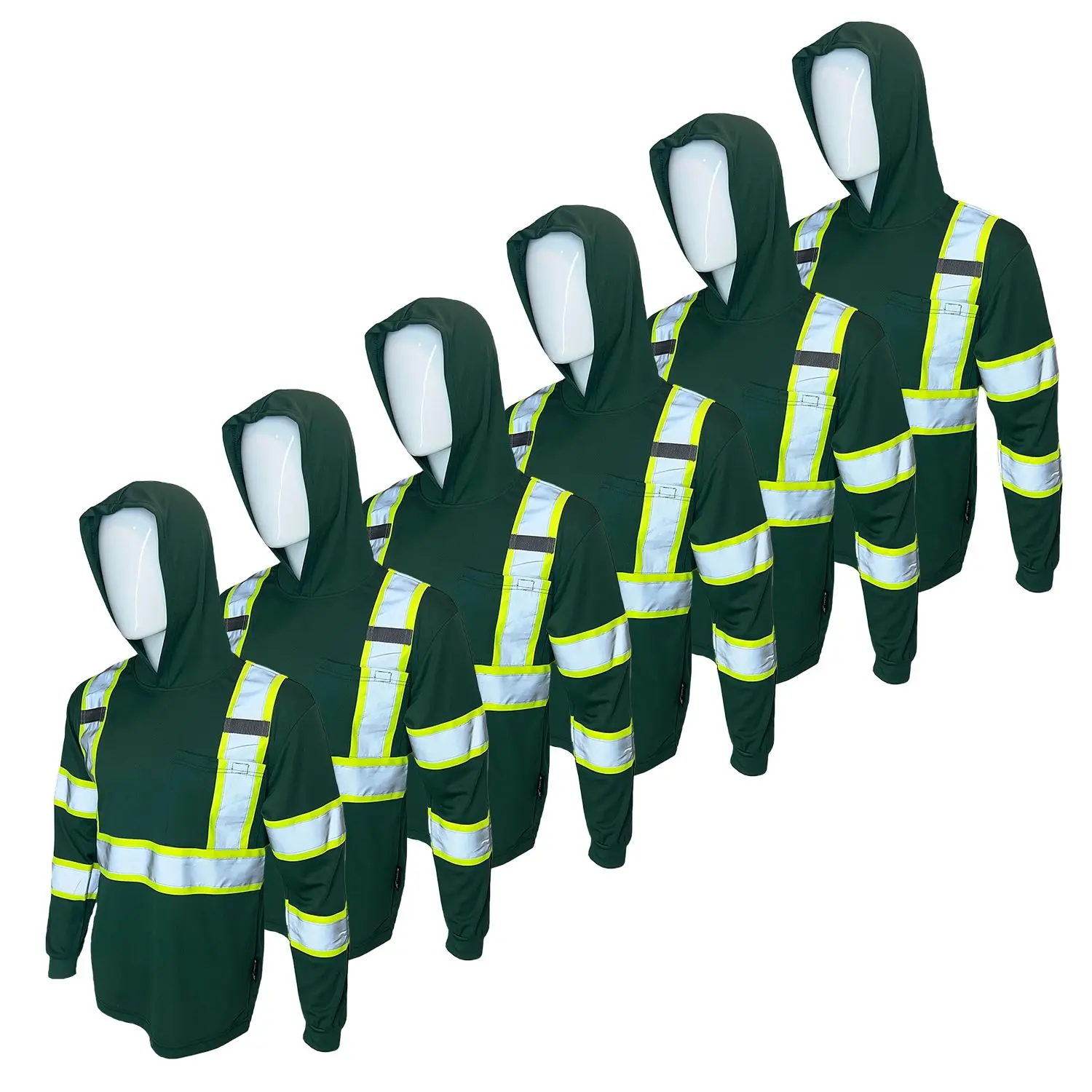 6-Pack Hi-Vis Performance Work Hoodie Shirts (Quick-Dry & Breathable)