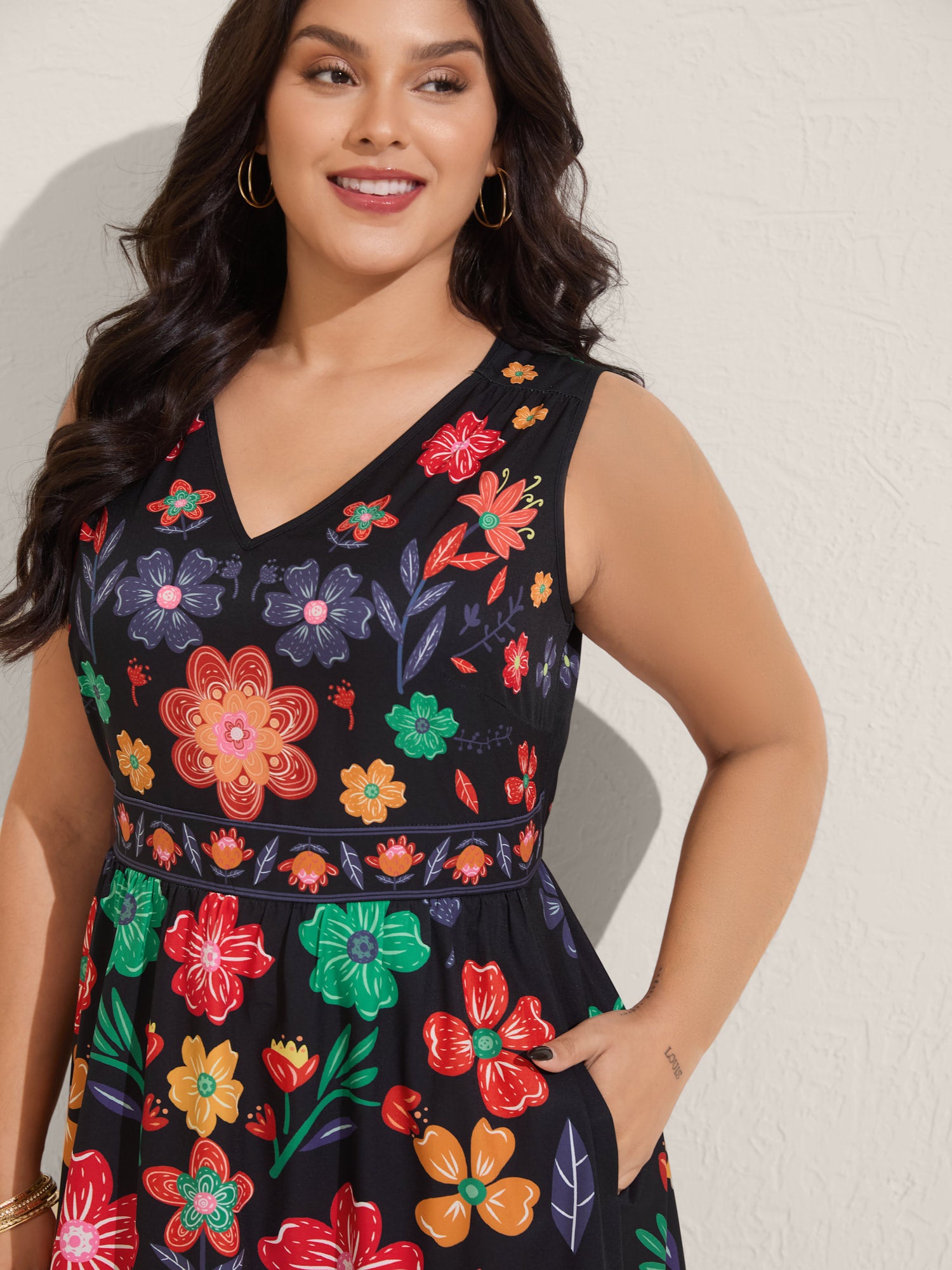 Floral Drama Cinched-Waist Maxi Dress