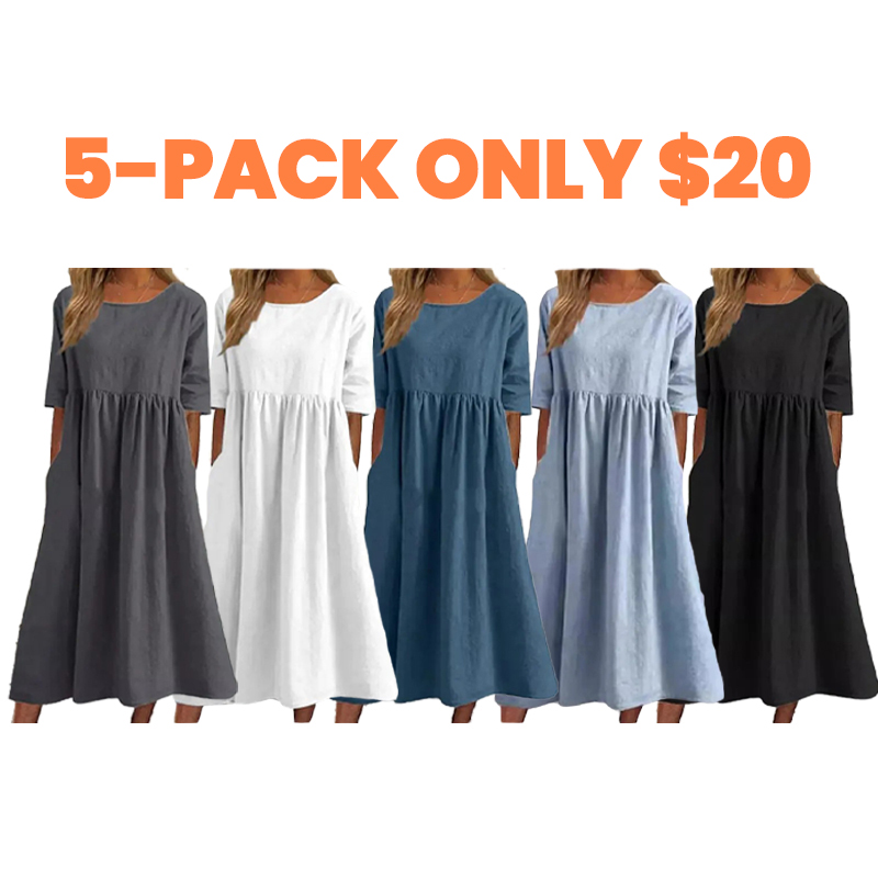 🔥9 Packs $27 - Women's Summer New Cotton and Linen Dress