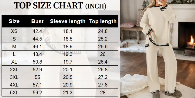 Women's Round Neck Colorblock Sweater Top and Long Sweatpants Set