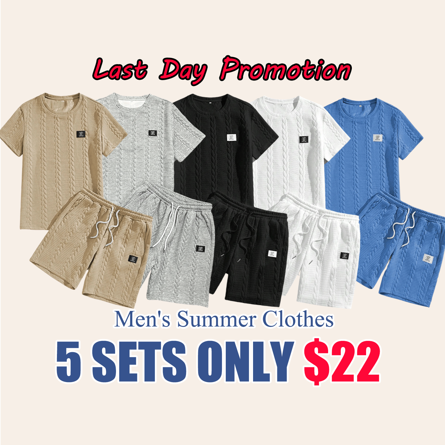 ⭐Men’s Casual T-Shirt & Drawstring Shorts Set (Regular Fit)