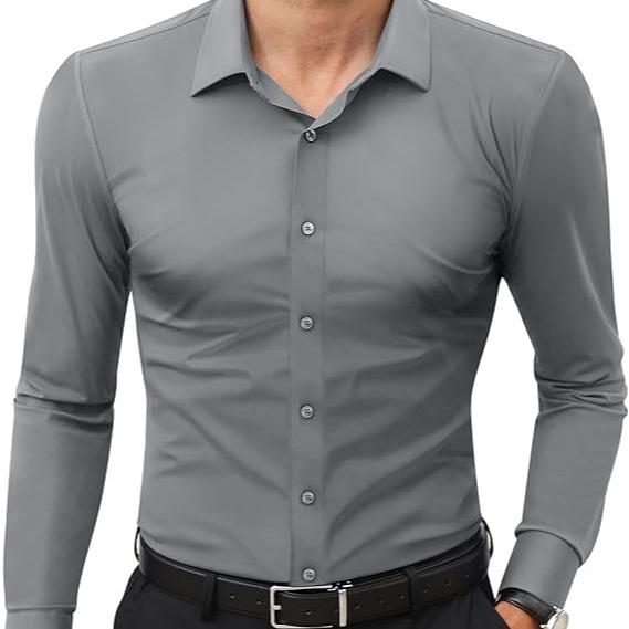 Men’s Stretch Slim-Fit Long Sleeve Dress Shirt