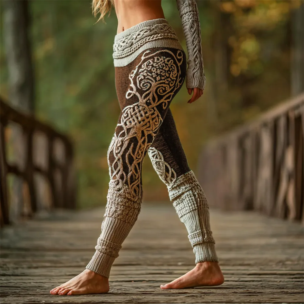 Viking Tree Of Life Art Women's Knit Leggings