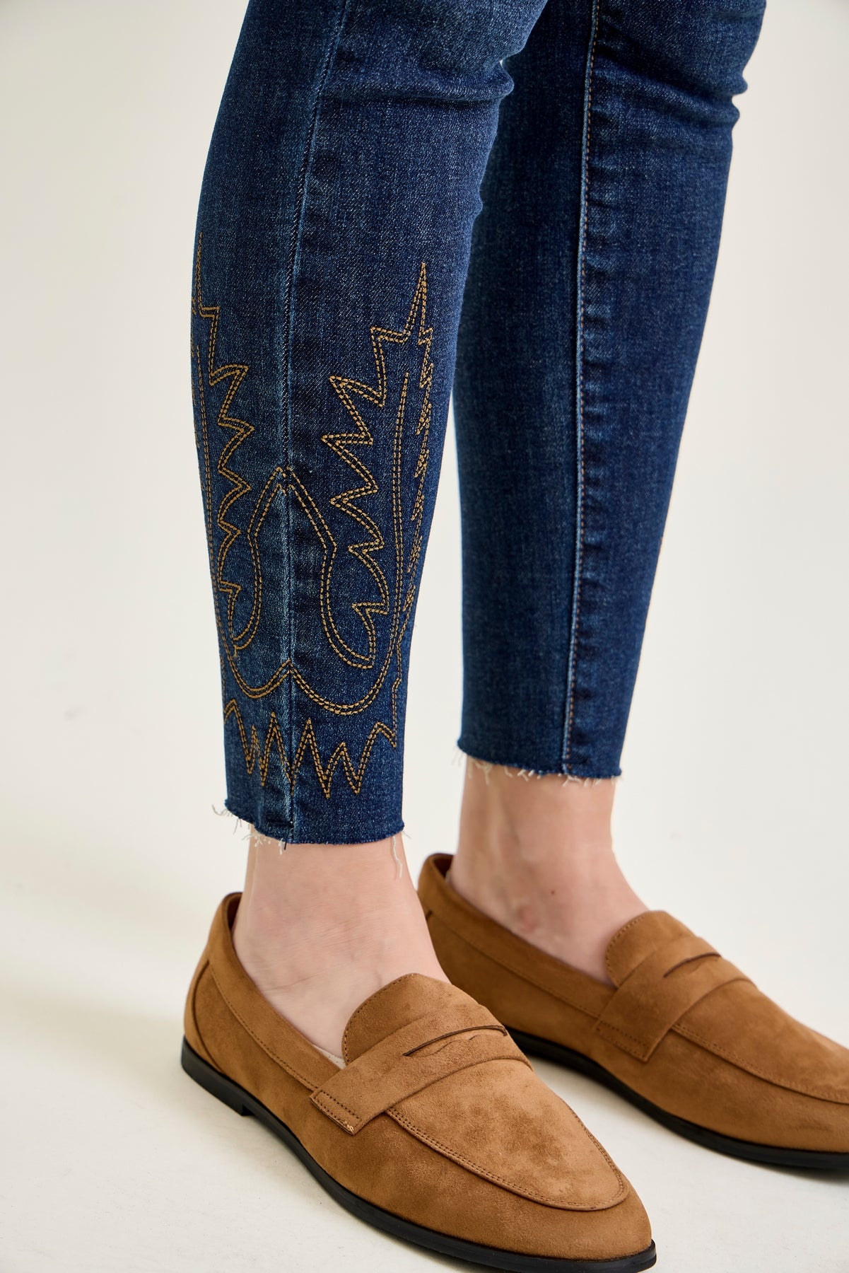 Sarah High Rise Skinny With Western Embroidery Detail