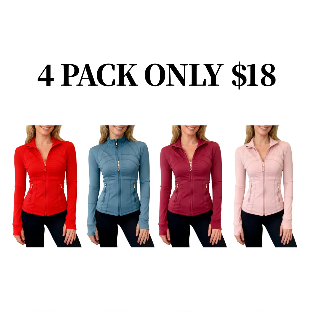 Women's Yoga Suit Gold Zipper Stand Up Collar Slimming Fitness Jacket