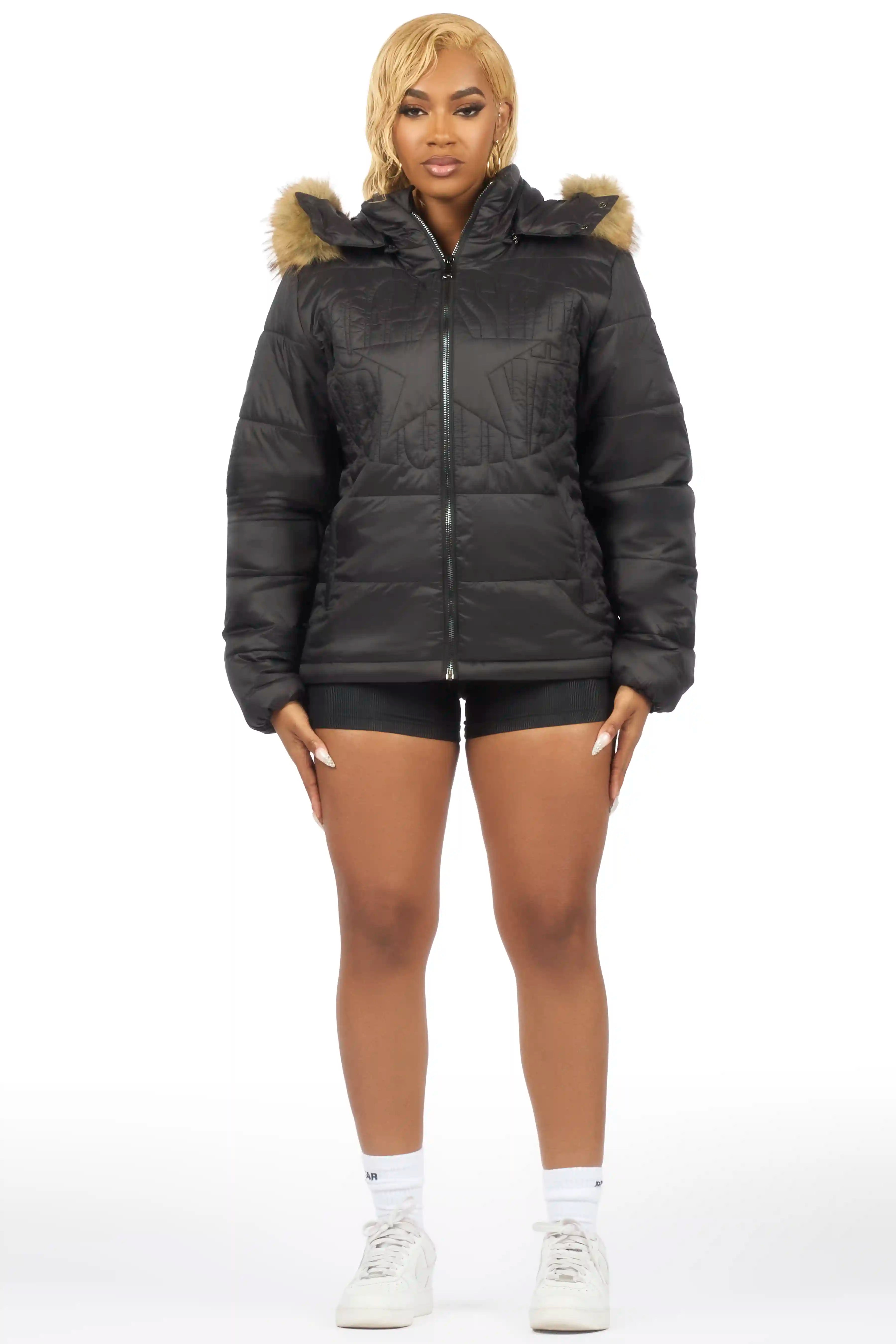 Marlona Black Oversized Puffer Jacket