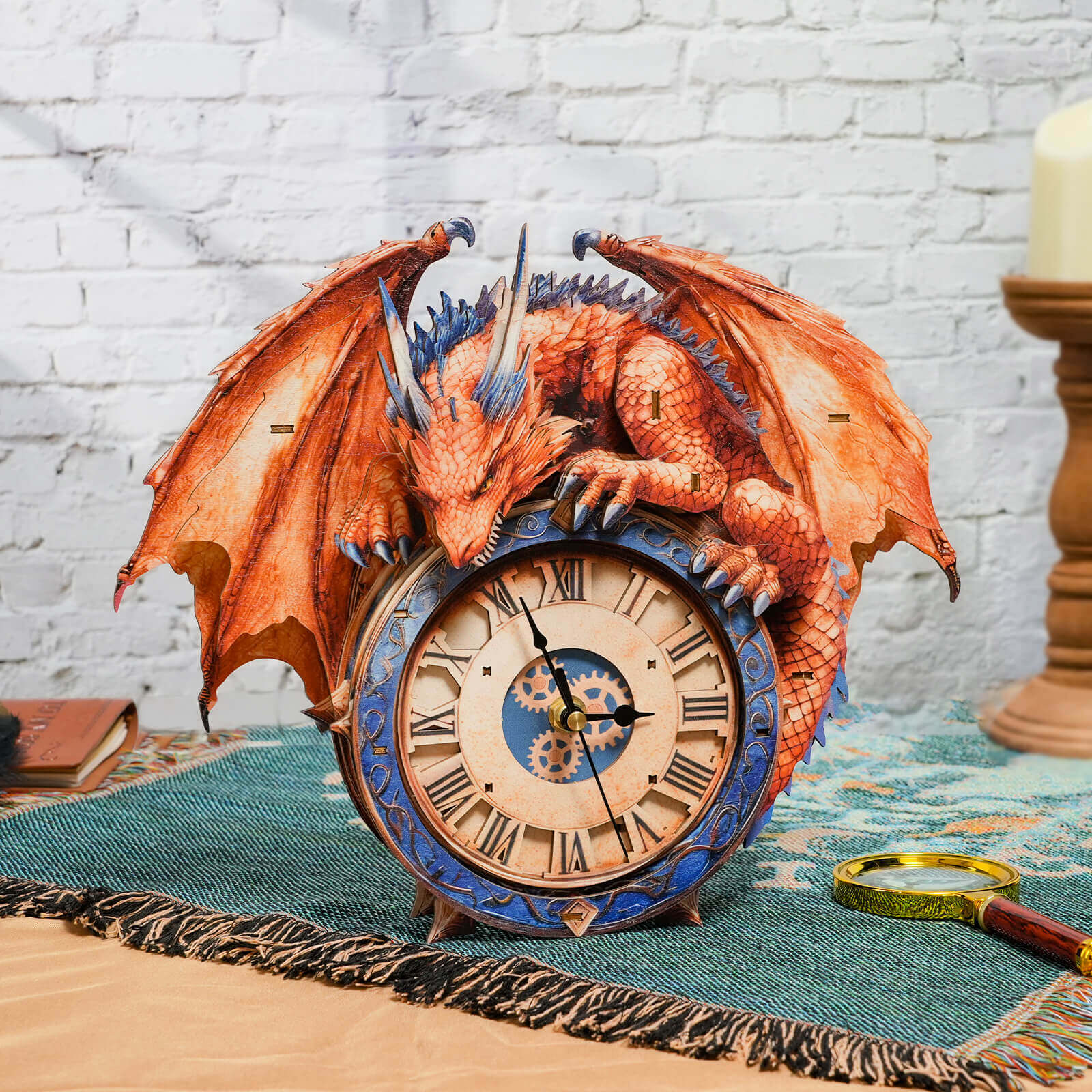 Flame Dragon– DIY Wooden Clock, 3D Puzzle Craft Kit