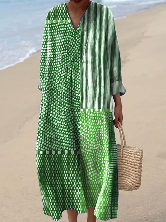 Women's Abstract Geometric Line Art Print Dress- Fast Shipping