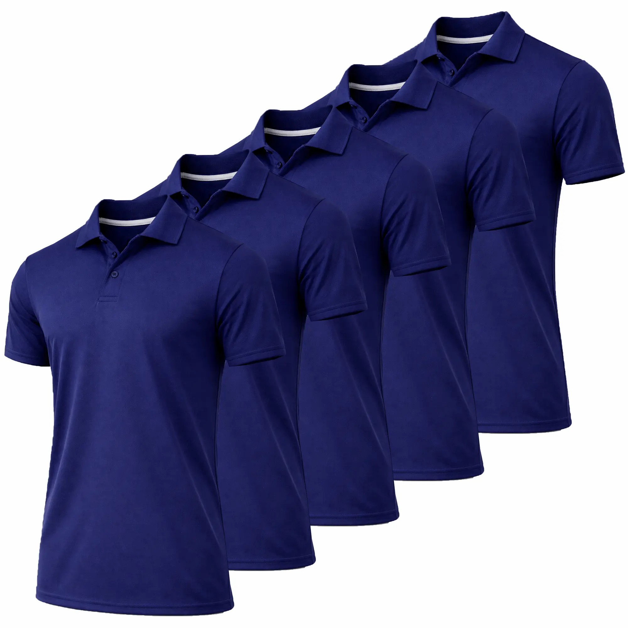 Men's 6-Pack Dry Fit Moisture-Wicking Polo Shirts – Ribbed Sleeve Casual Wear
