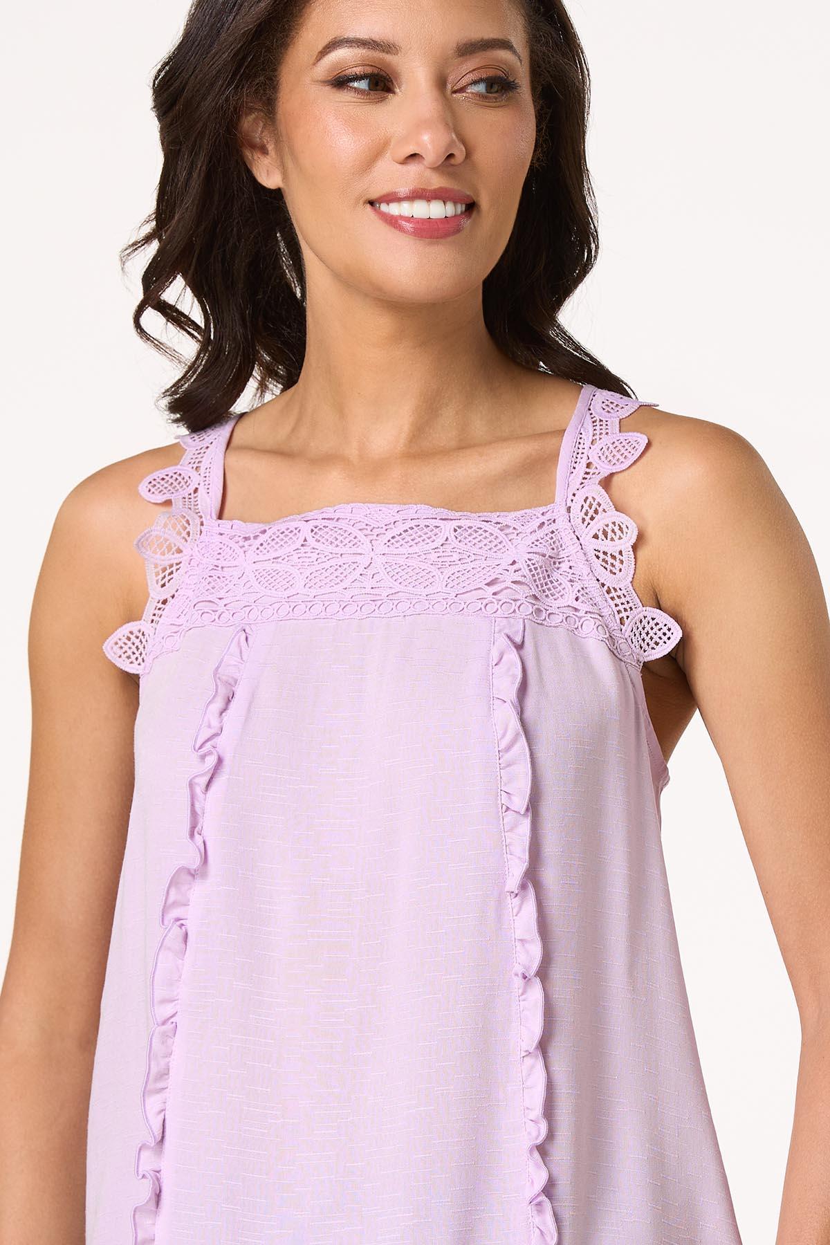 Ruffled Crochet Trim Tank