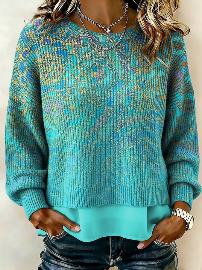 Women'S Vintage Western-Style Printed Top